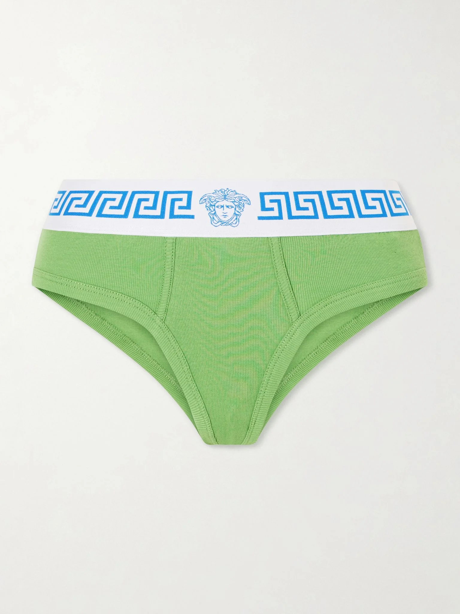 Ribbed cotton-blend jersey briefs Green - 1