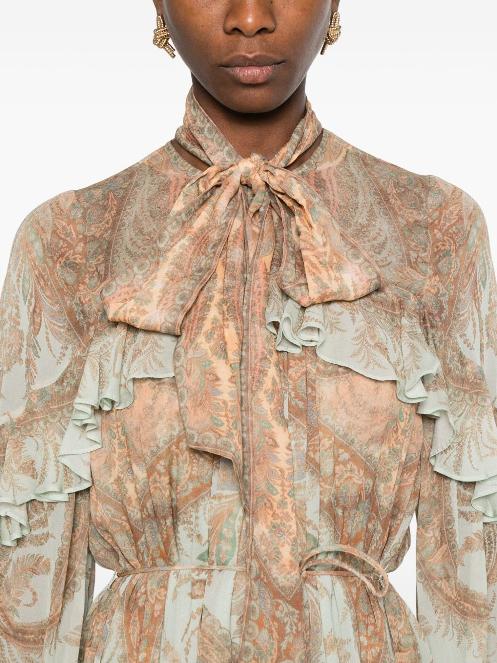 paisley-print ruffled dress - 5