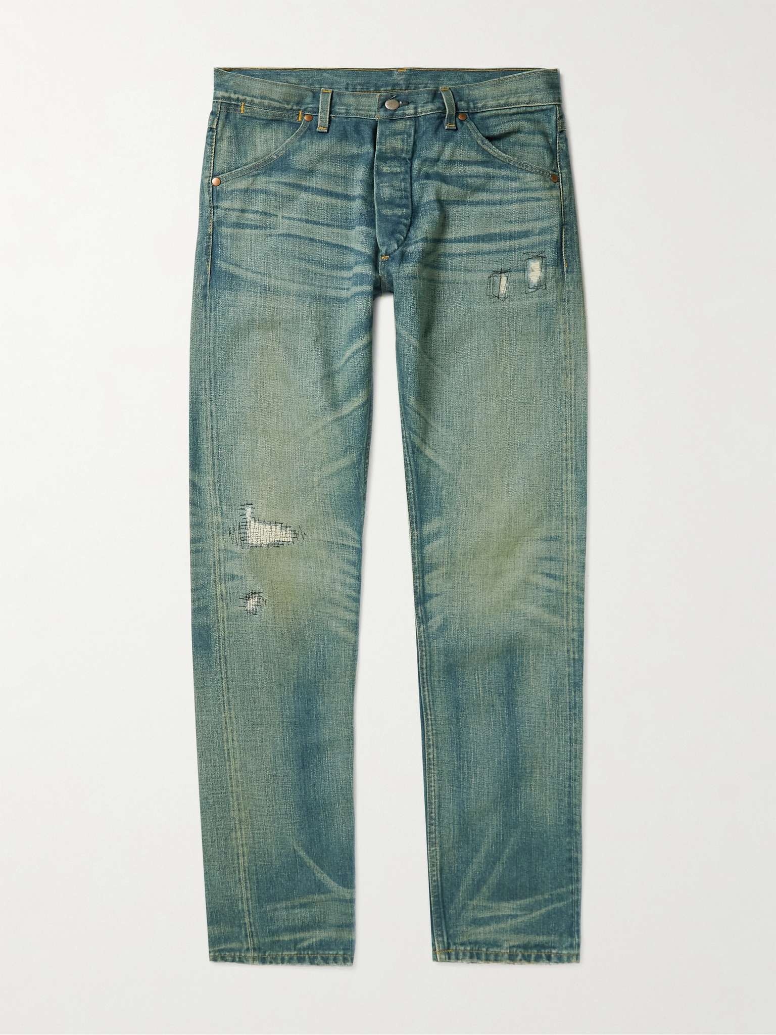 RRL by Ralph Lauren Slim-Fit Distressed Selvedge Jeans | REVERSIBLE