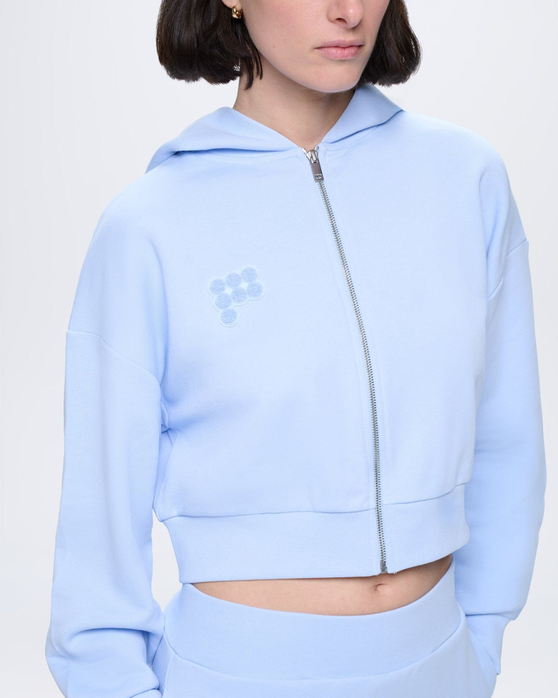 Womens Cropped Zip Up Hoodie - Wildflower Blue 4