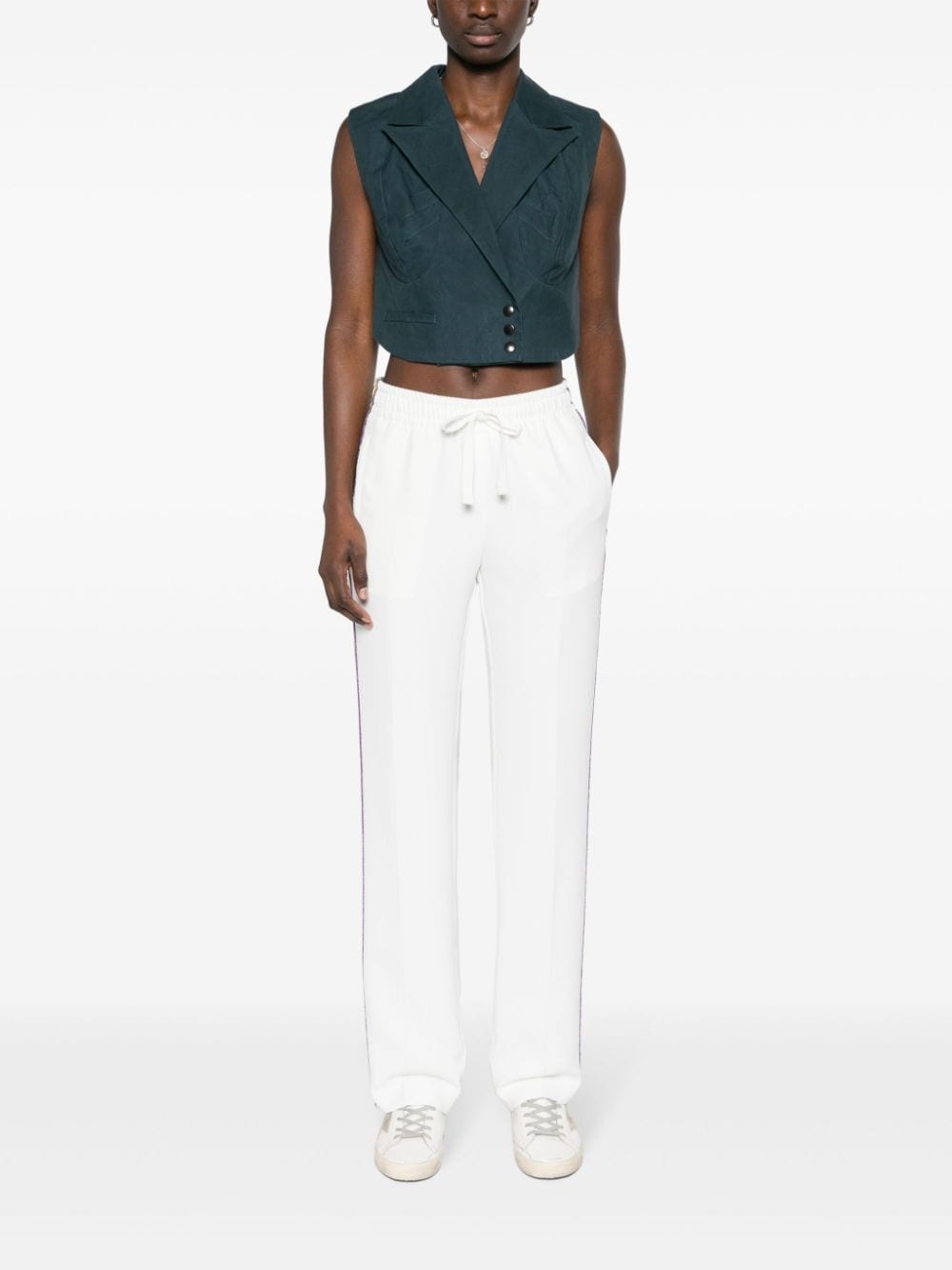Pomy stripe-detail crepe trousers - 2