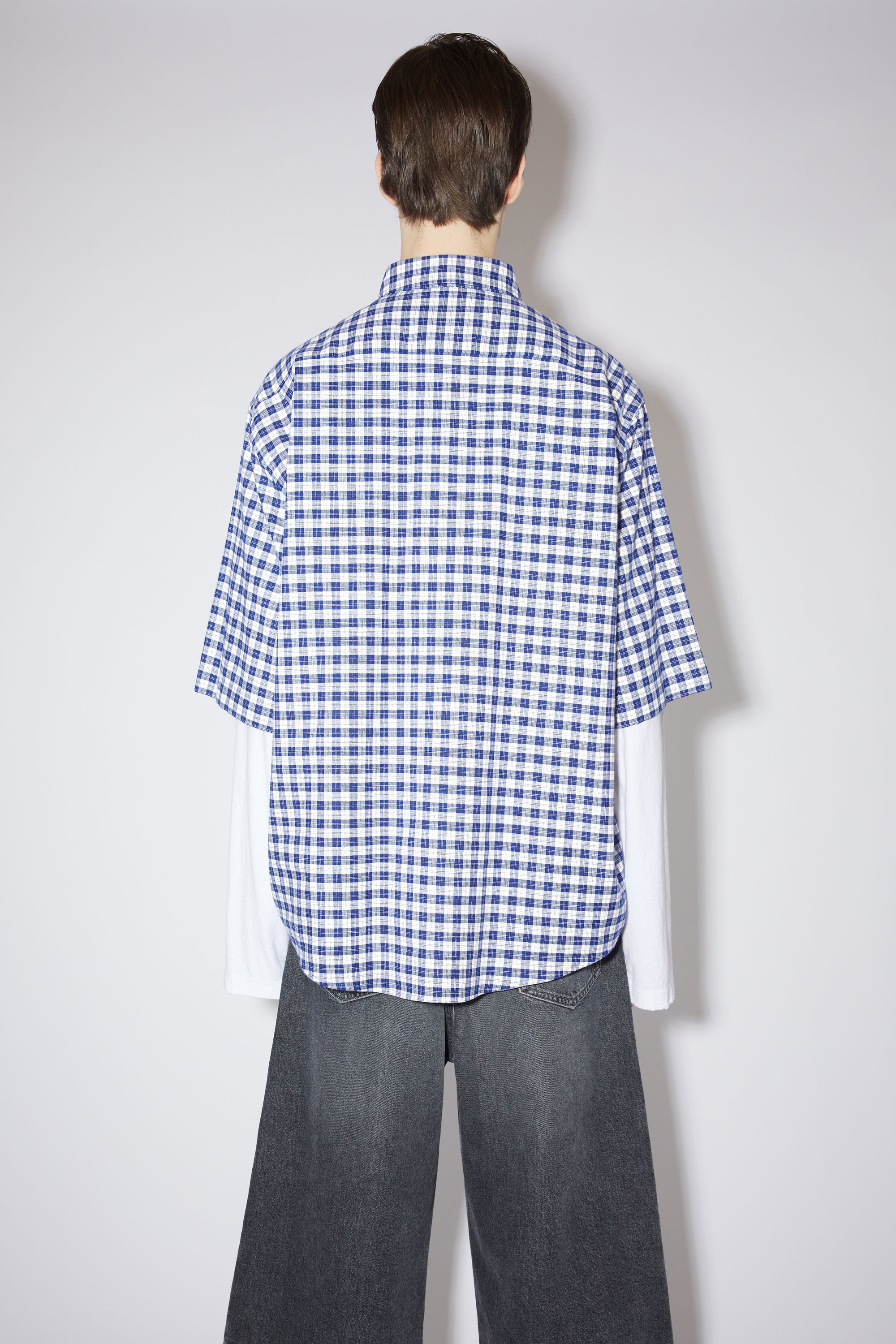 Short sleeve button-up shirt - Blue/white - 3