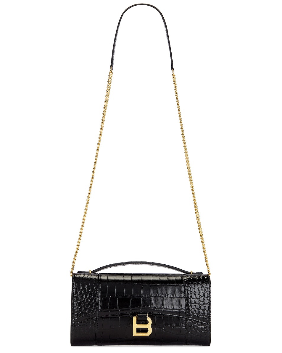 Hourglass Embossed Croc Pochette Bag - 6