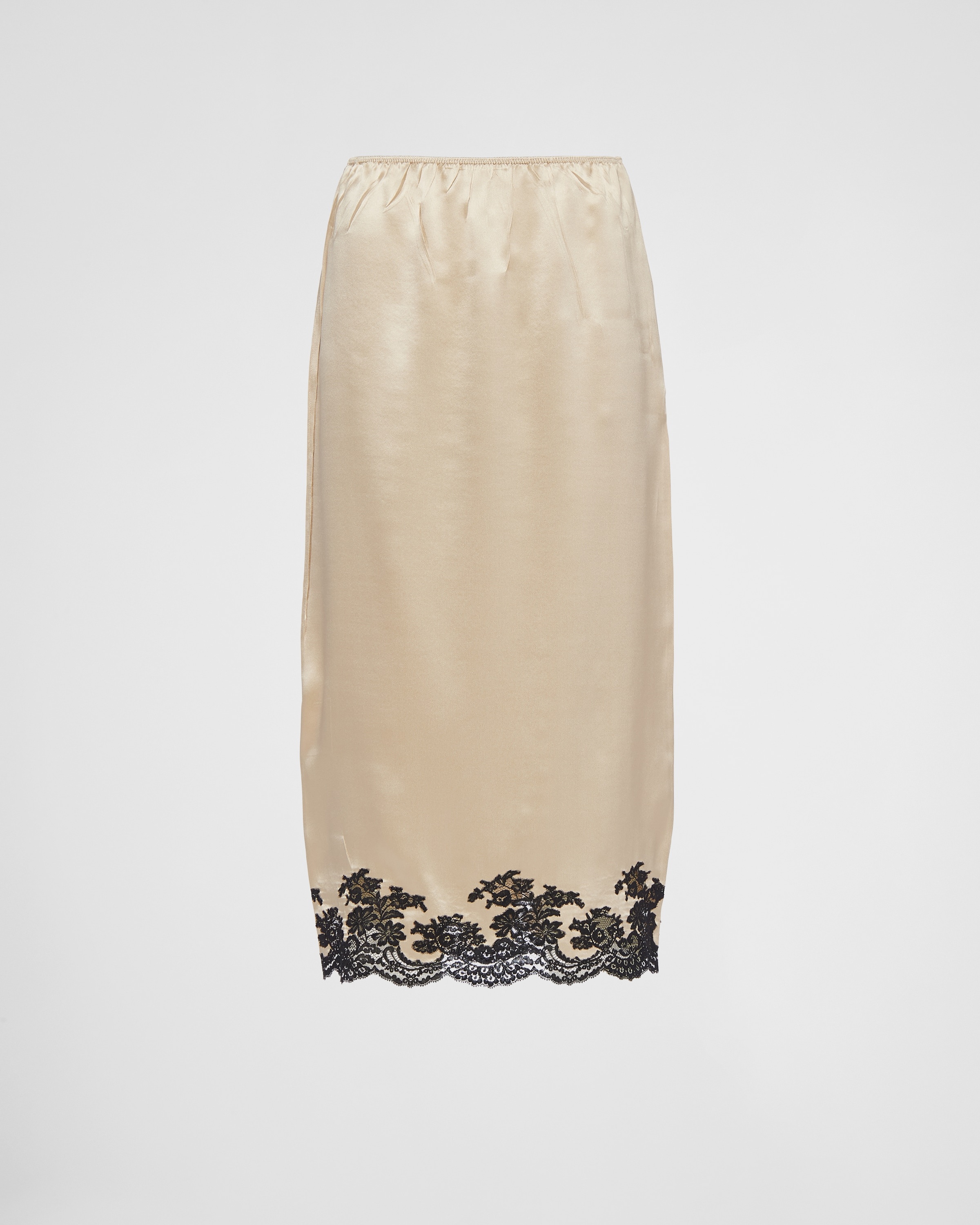 Satin crepe and lace midi-skirt - 1