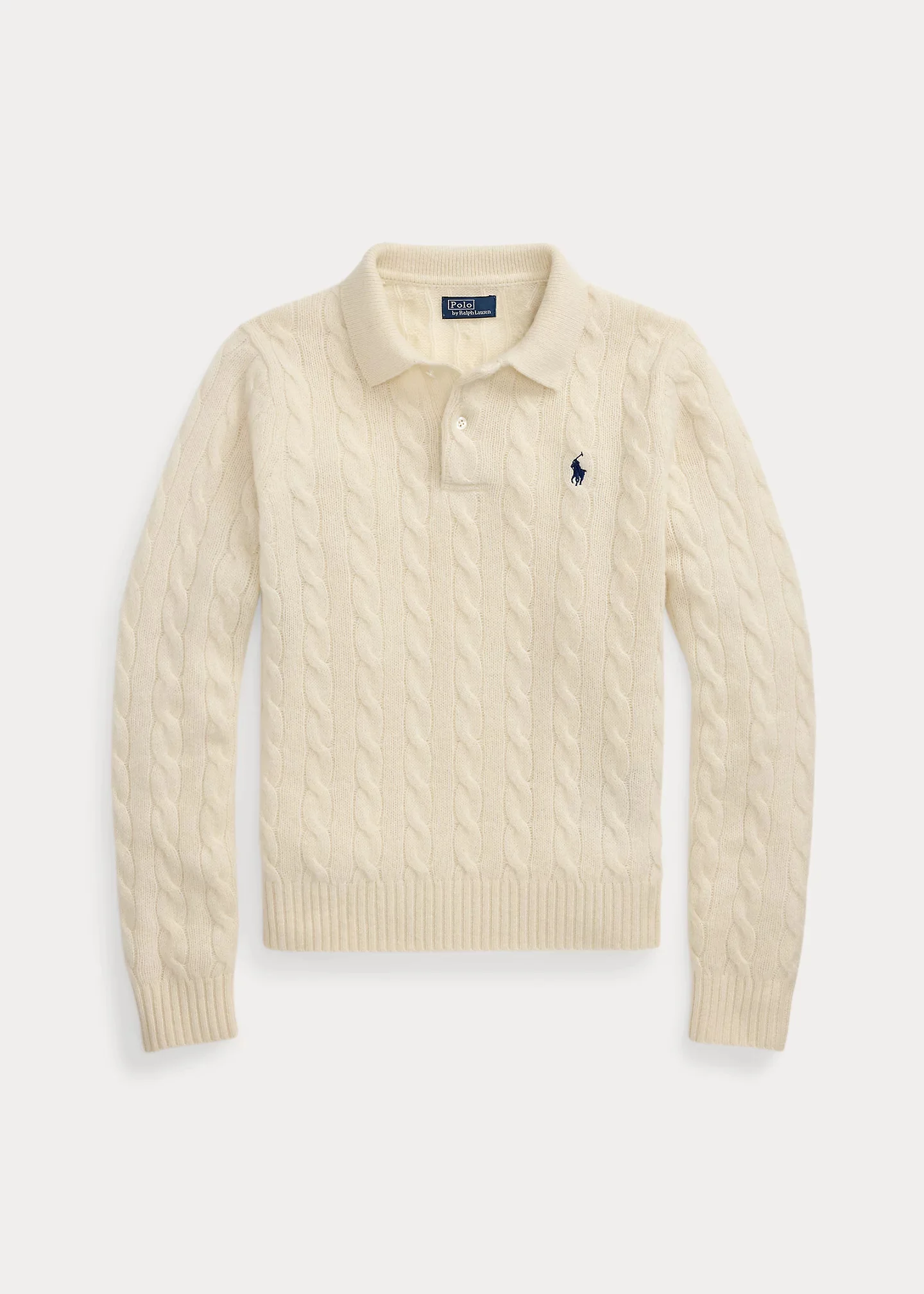 Cable-Knit Wool-Cashmere Polo Sweater - 1