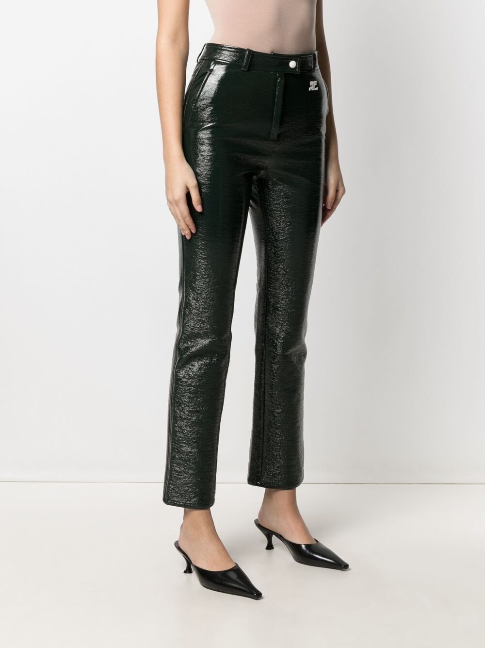 slim-cut vinyl trousers - 3