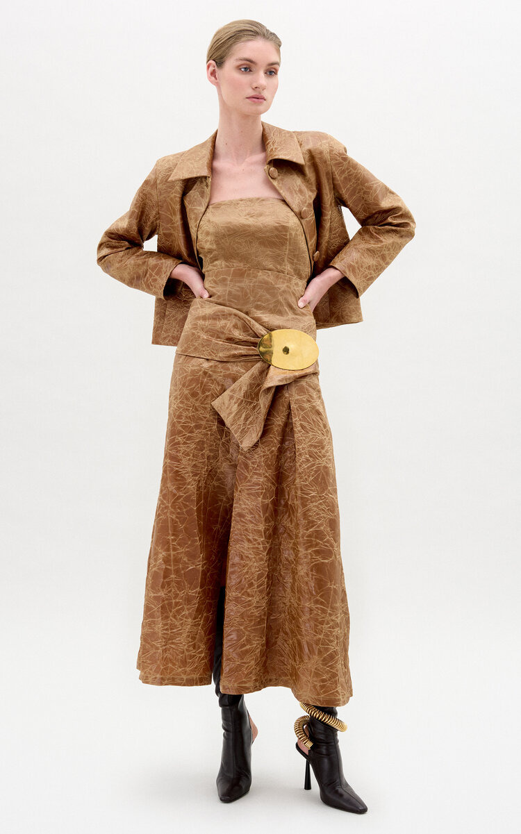 Olga Creased-Effect Maxi Skirt tan - 2