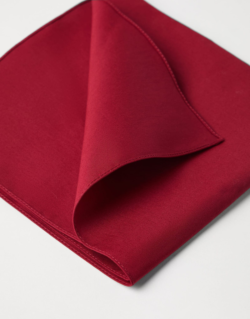 Brunello Cucinelli Red cotton twill pocket square for tuxedo outlook