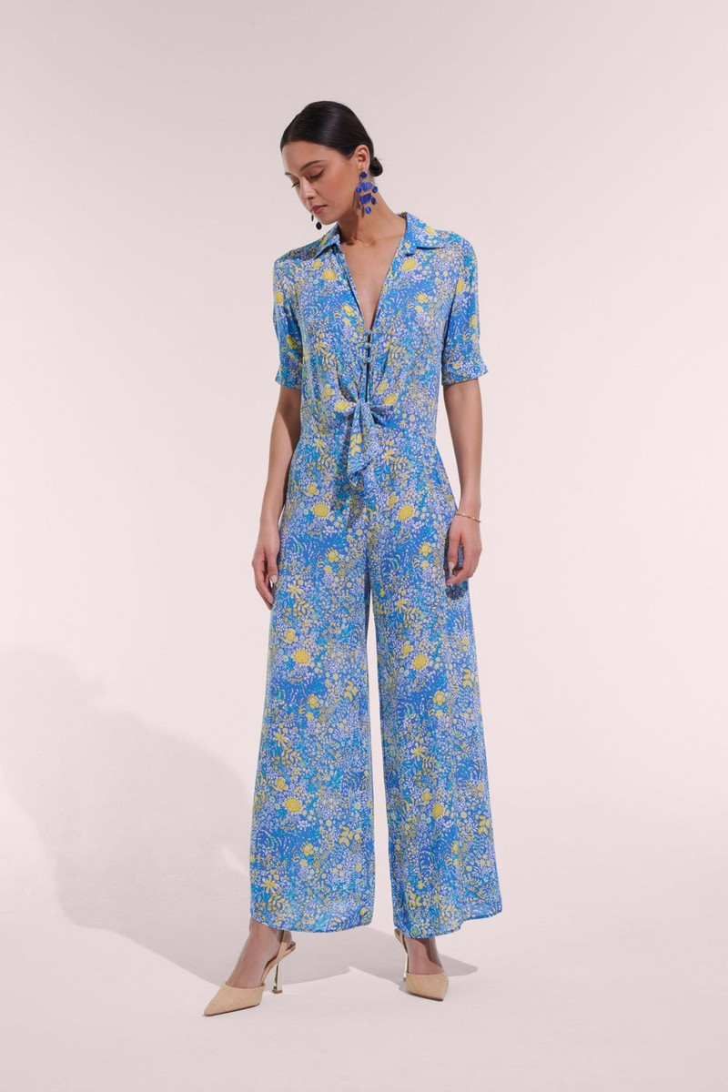 Poupette St Barth Long Jumpsuit Bettina - Blue Corolle outlook