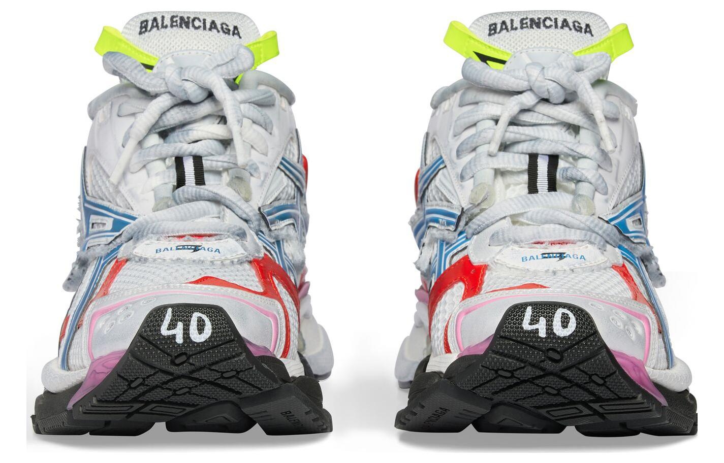 Balenciaga Runner Sneakers 'White Blue Red Mesh and Nylon' 677403W3RB69645 - 4