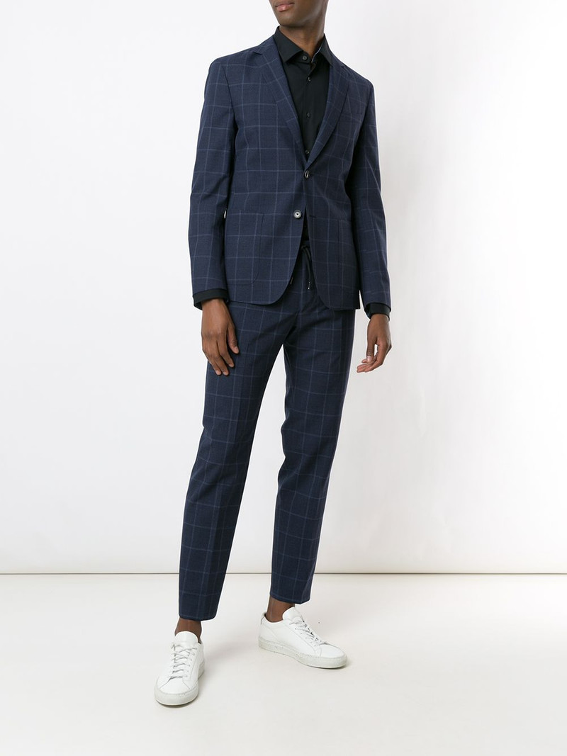 BOSS checked wool blazer outlook