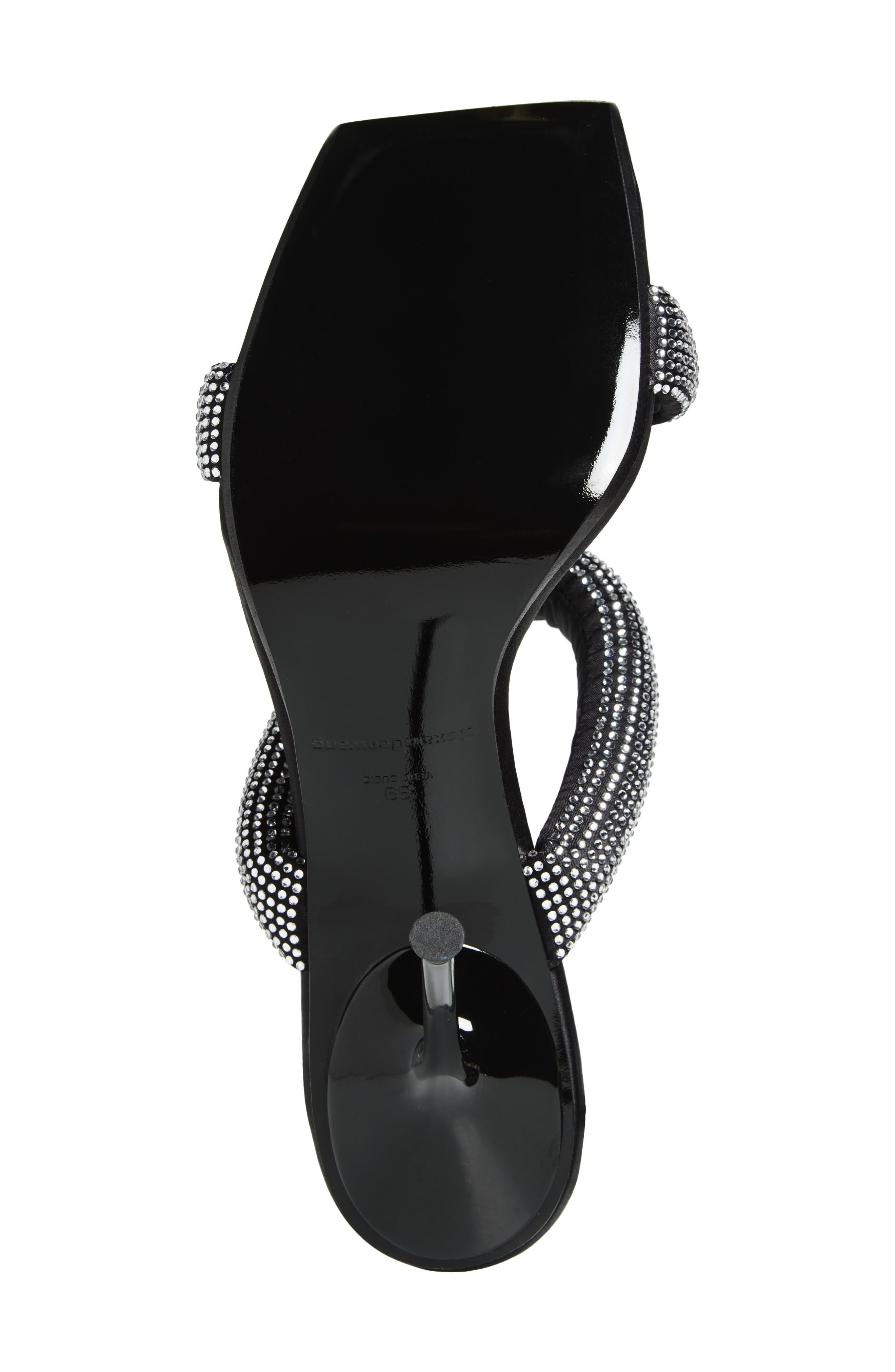 Alexander Wang Julie Tubular Crystal Embellished Slide Sandal in Black/Silver at Nordstrom - 6