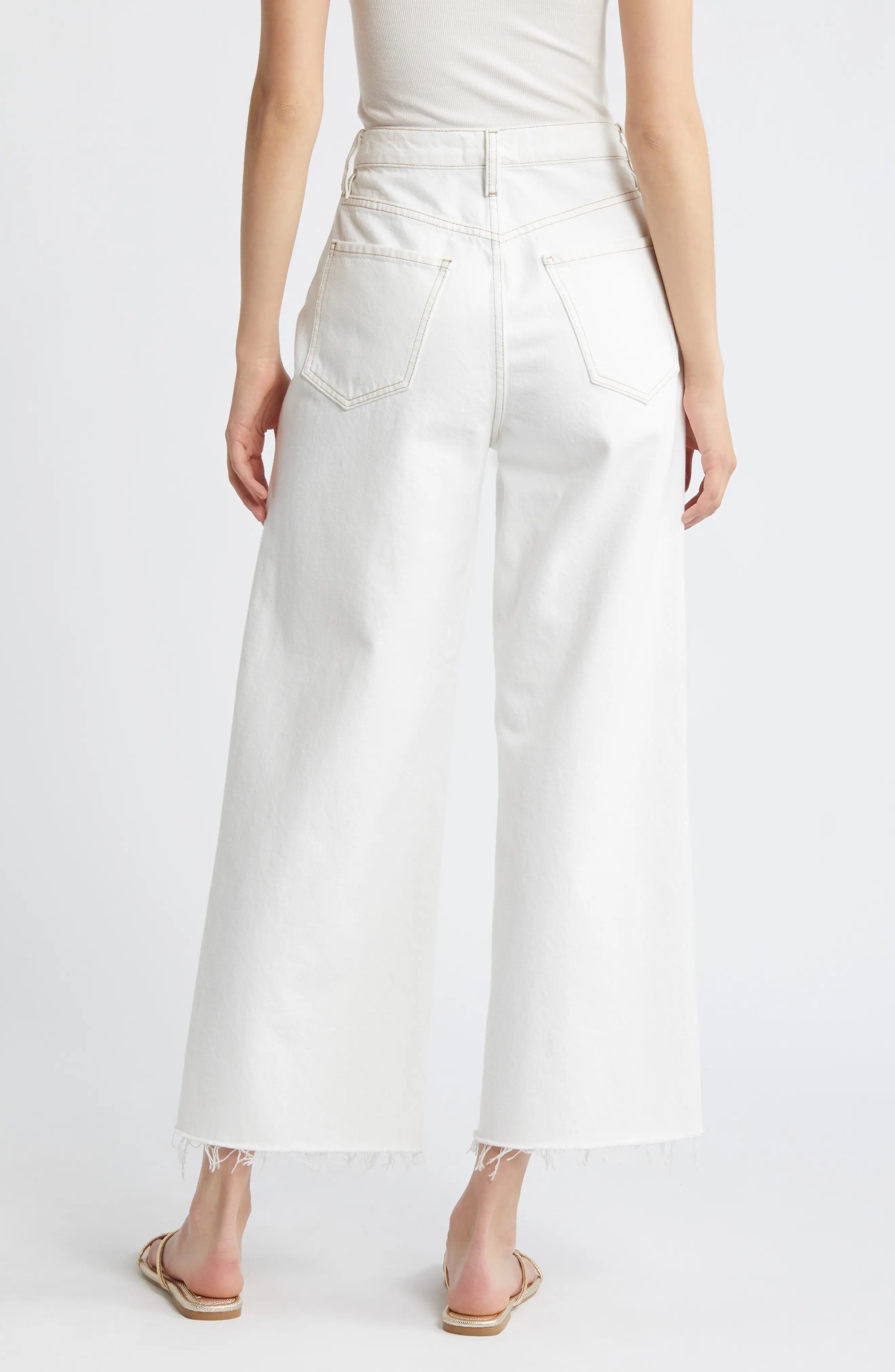 Le Jane Fray Hem Crop Wide Leg Jeans - 2