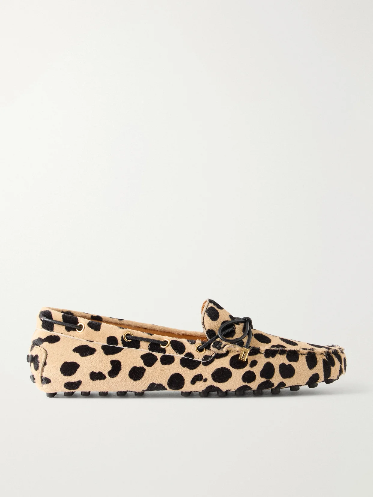 Gommino Bow-detail Animal-print Calf-hair Loafers - 1