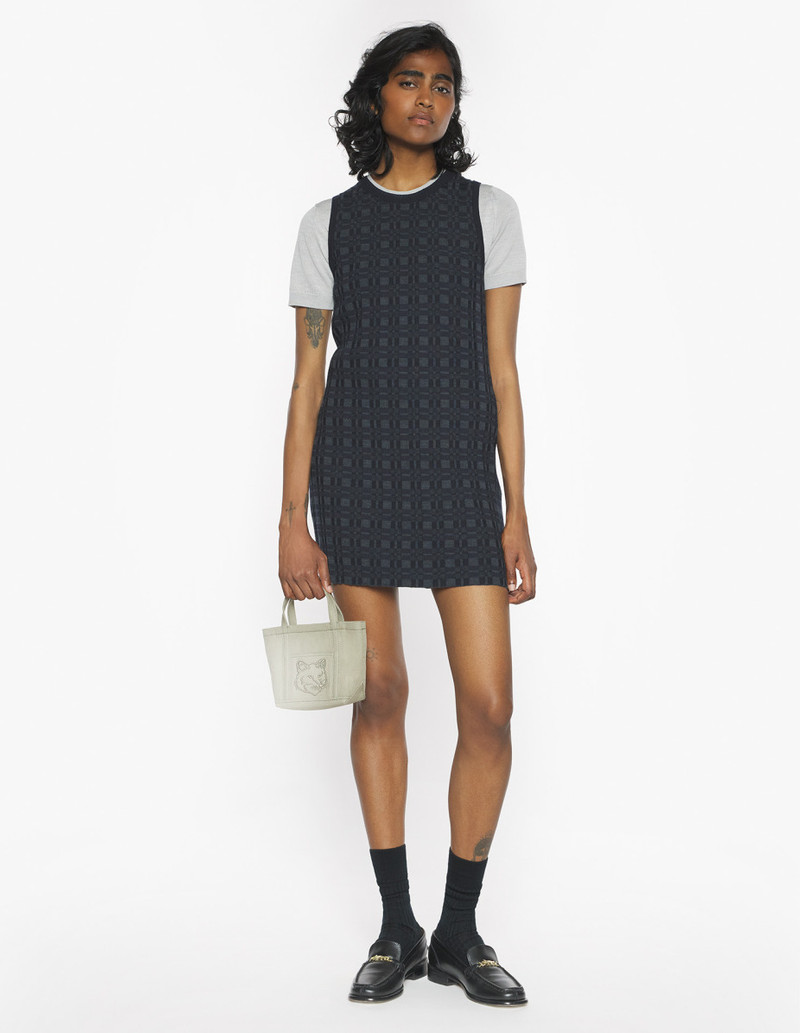 Maison Kitsuné MERINO WOOL RIB CHECK MINI DRESS outlook
