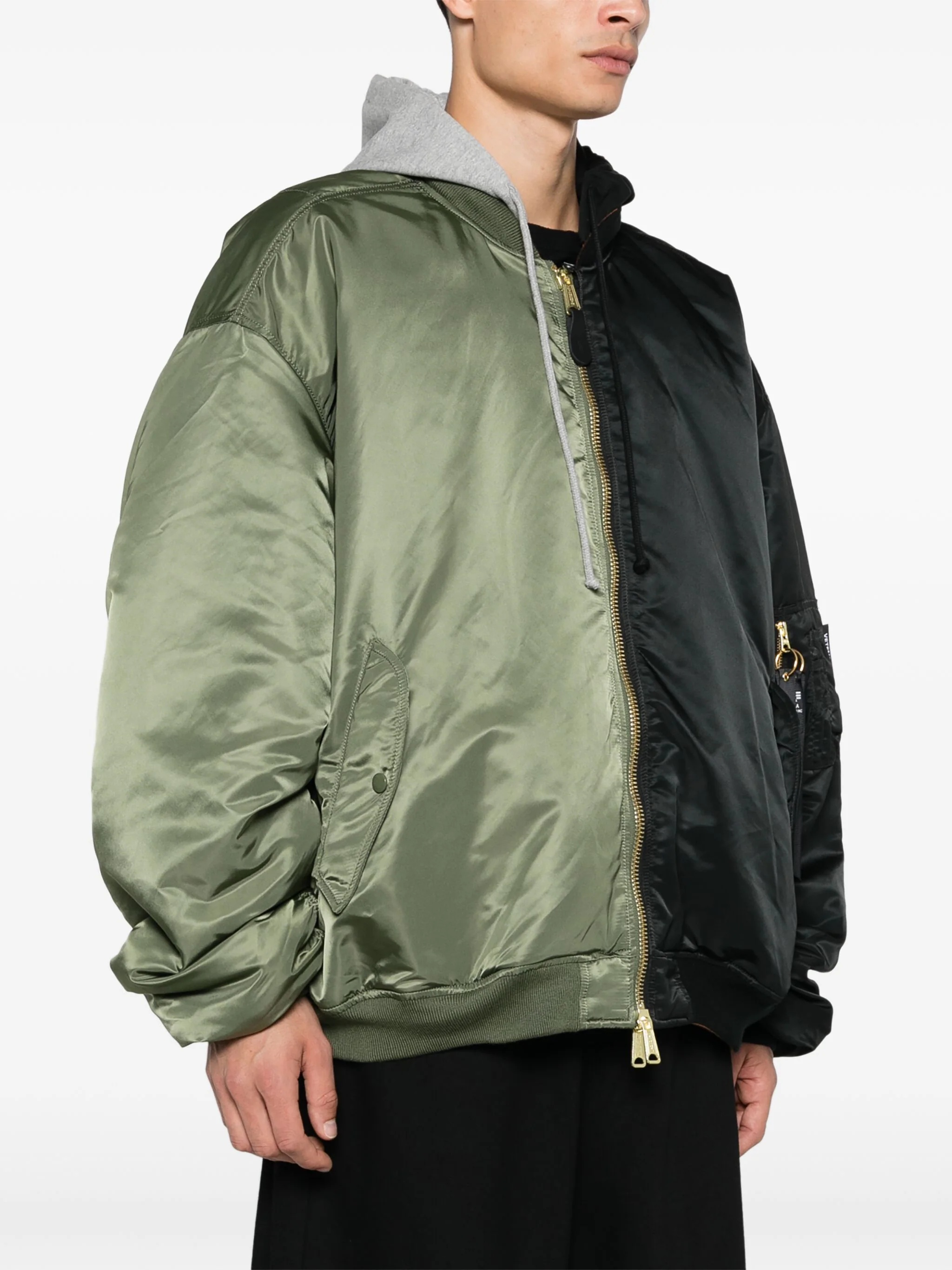 VETEMENTS Unisex Split Hooded Bomber Jacket - 1