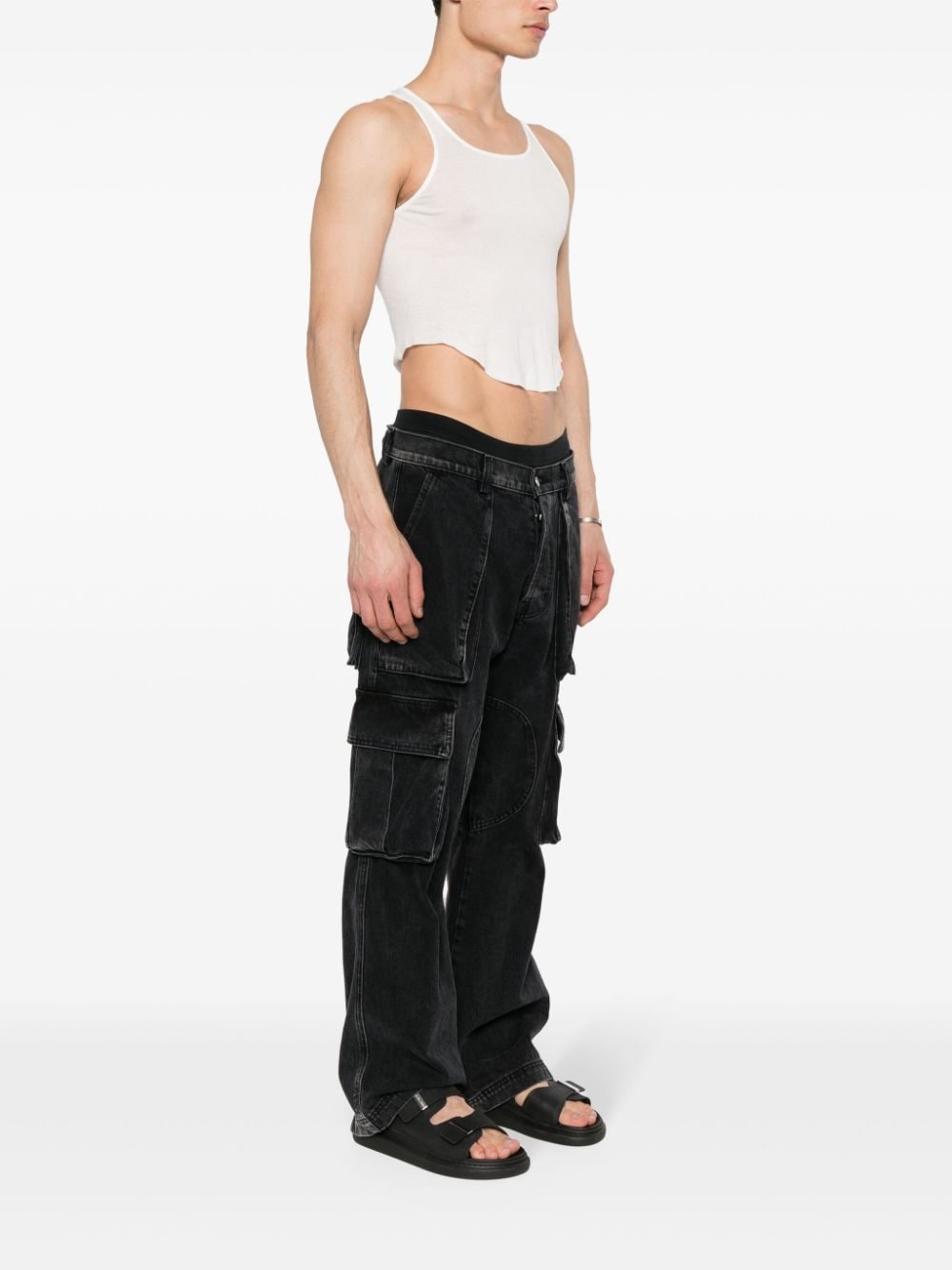 logo-tape cropped tank top - 3