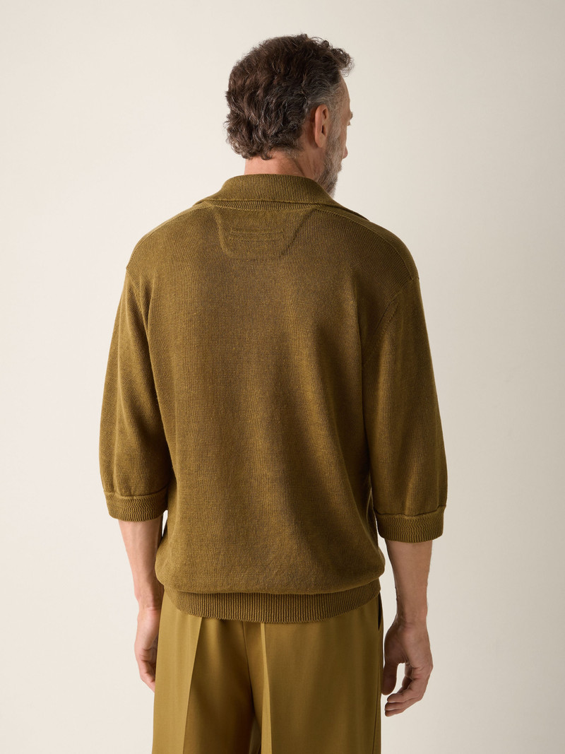 OLIVE GREEN OASI LINO POLO SHIRT 6