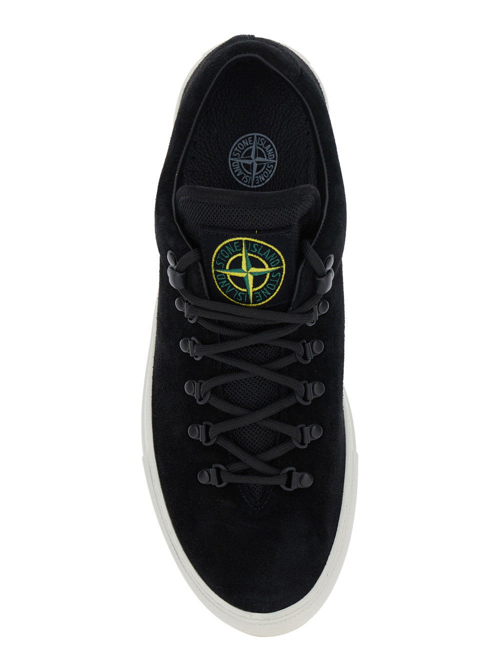 Stone Island Men Black Low Top Sneakers With Logo Patch On The Tongue In Suede Man - 4