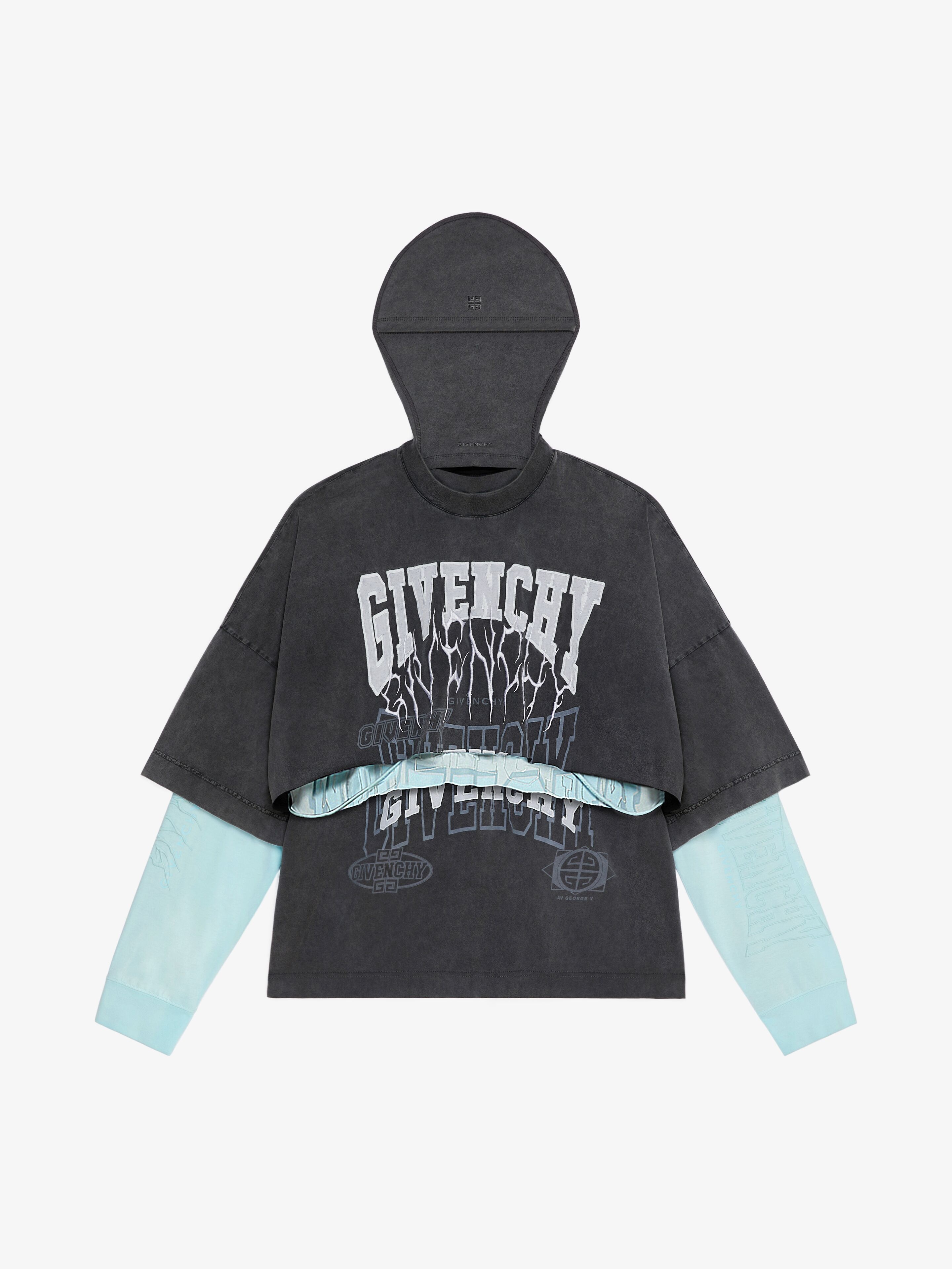 T-SHIRT IN EMBROIDERED JERSEY WITH OVERLAPPED EFFECT - 1