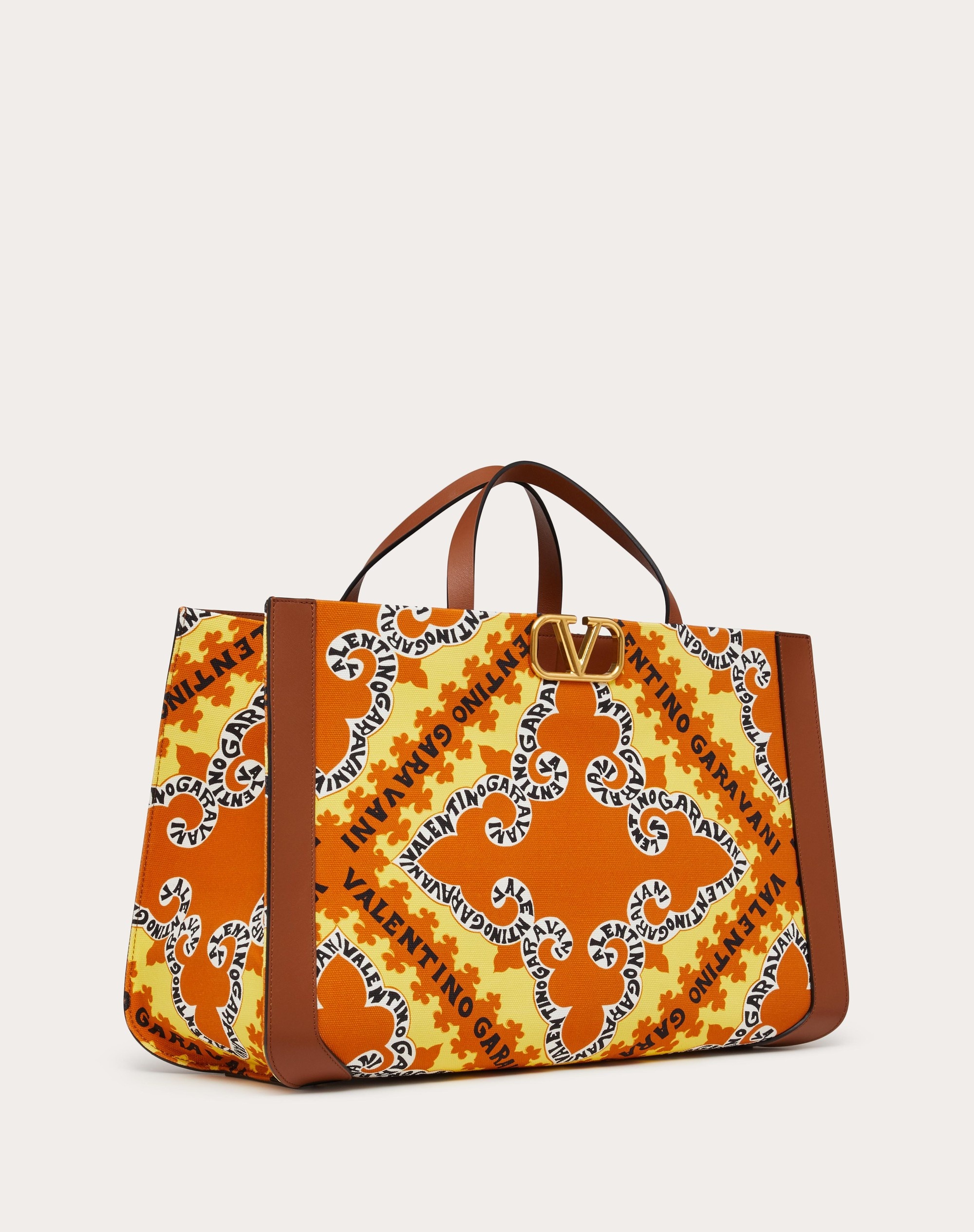 VLOGO SIGNATURE CANVAS HANDBAG WITH MINI BANDANA PRINT - 2