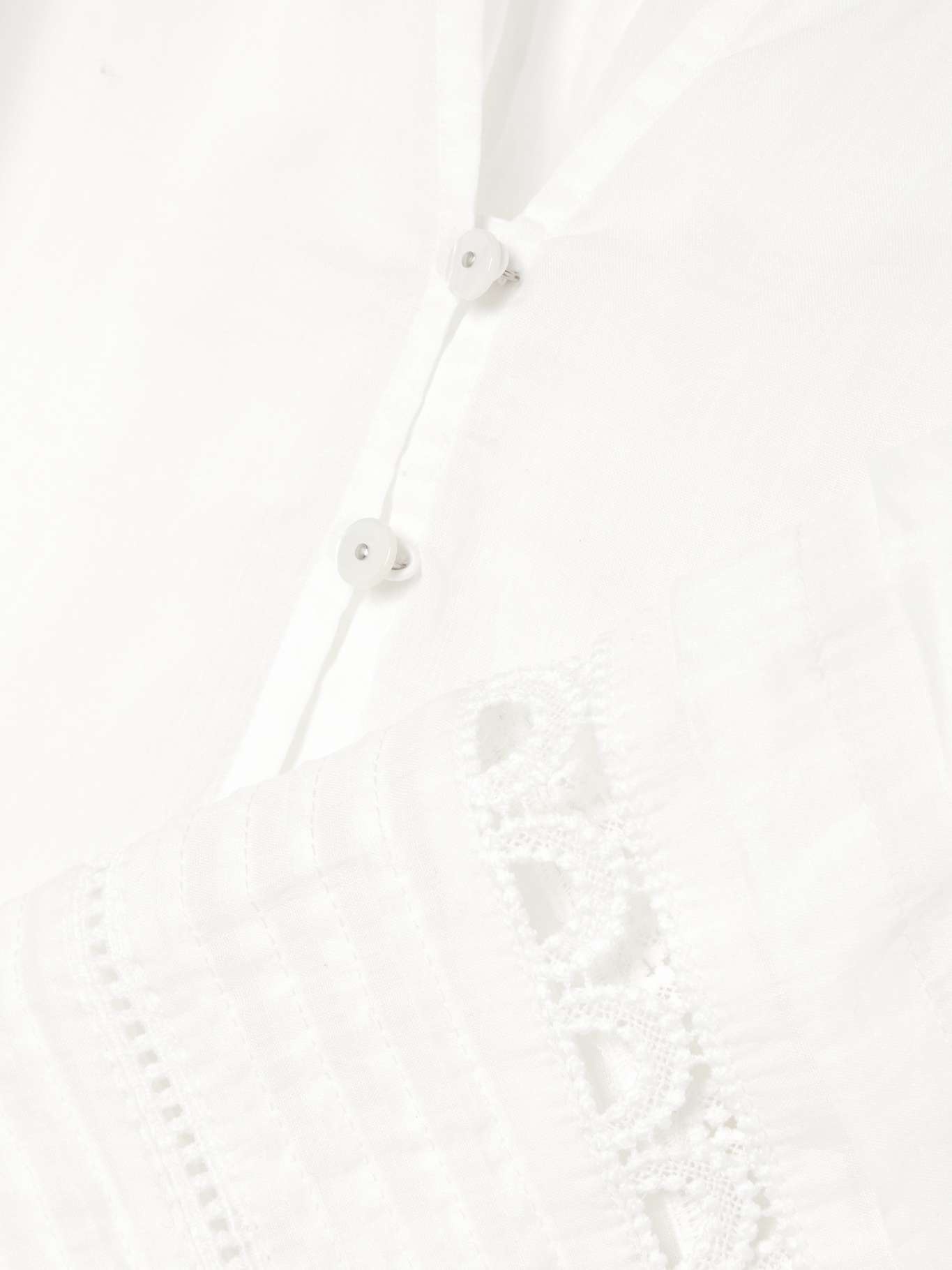 Ailani crochet-trimmed pintucked ramie-voile blouse Off-white - 4