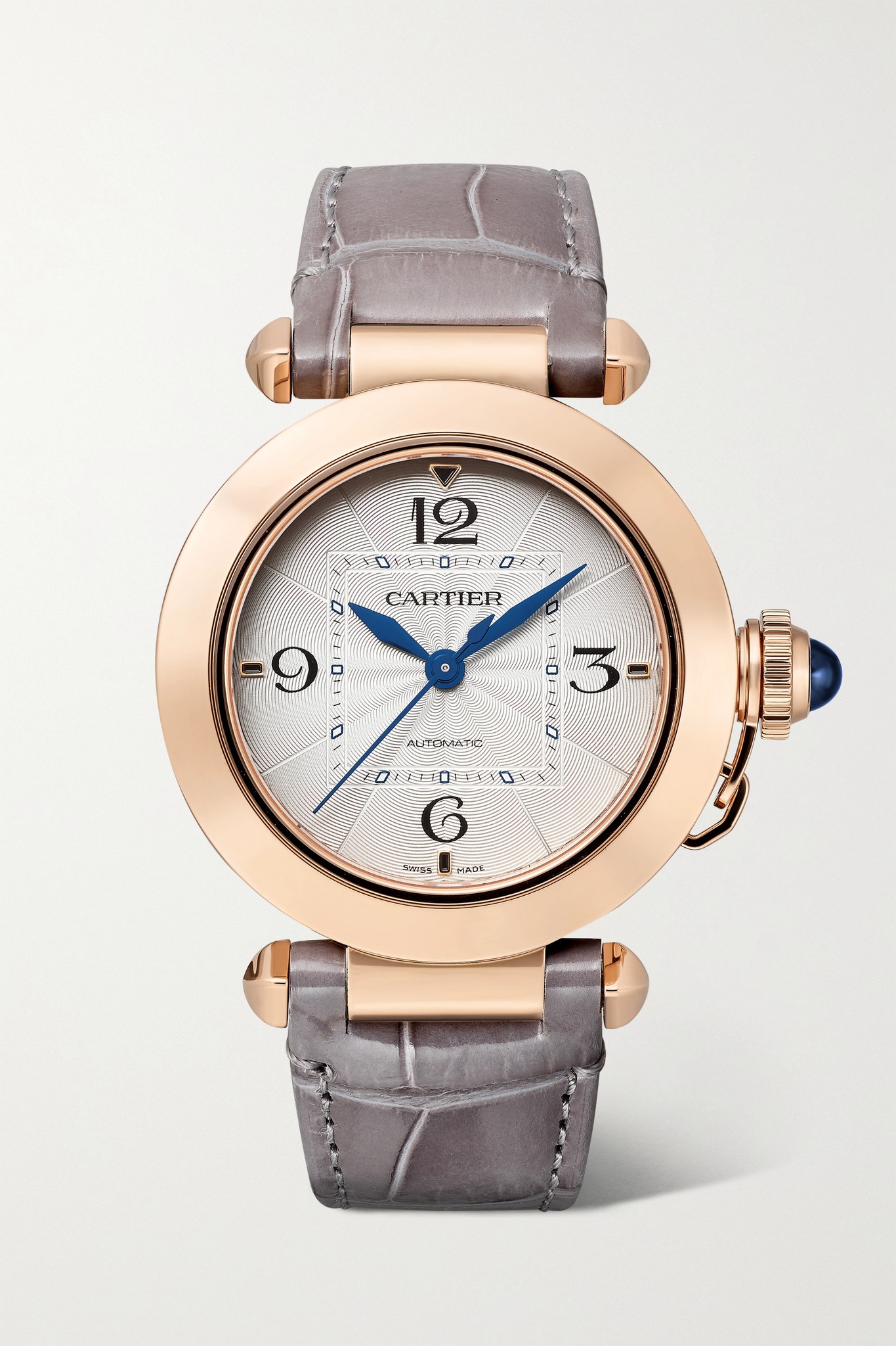 Pasha de Cartier Automatic 35mm 18-karat rose gold and alligator watch - 8