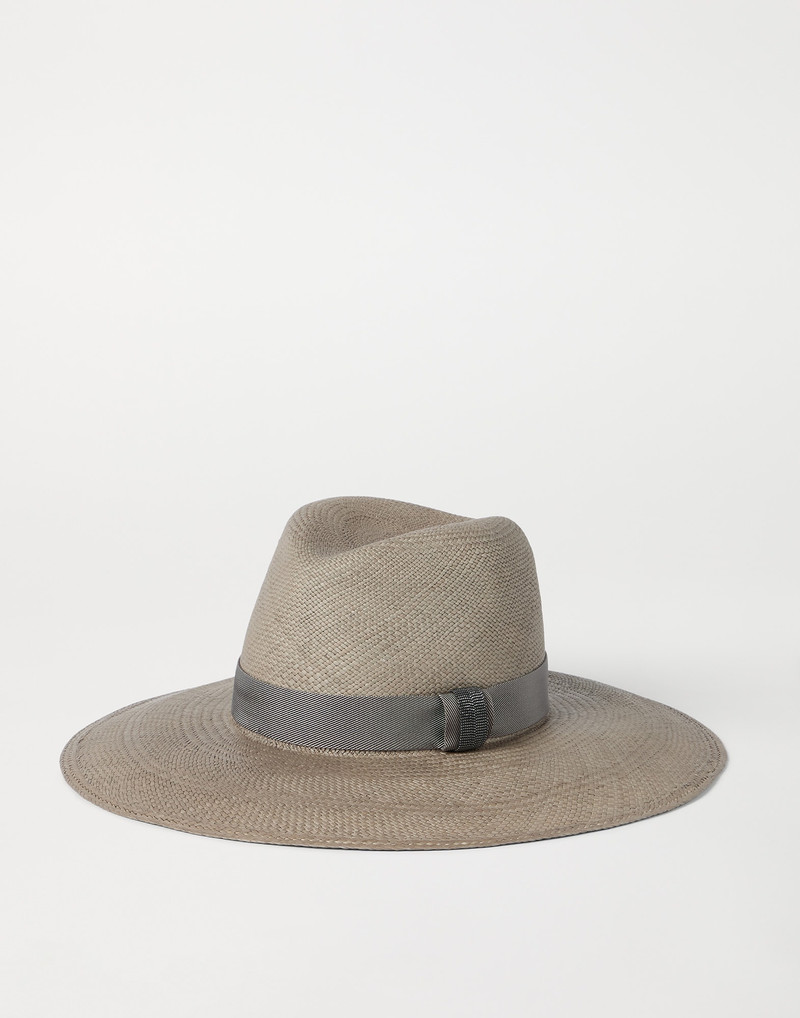 Straw fedora with precious leather band 1