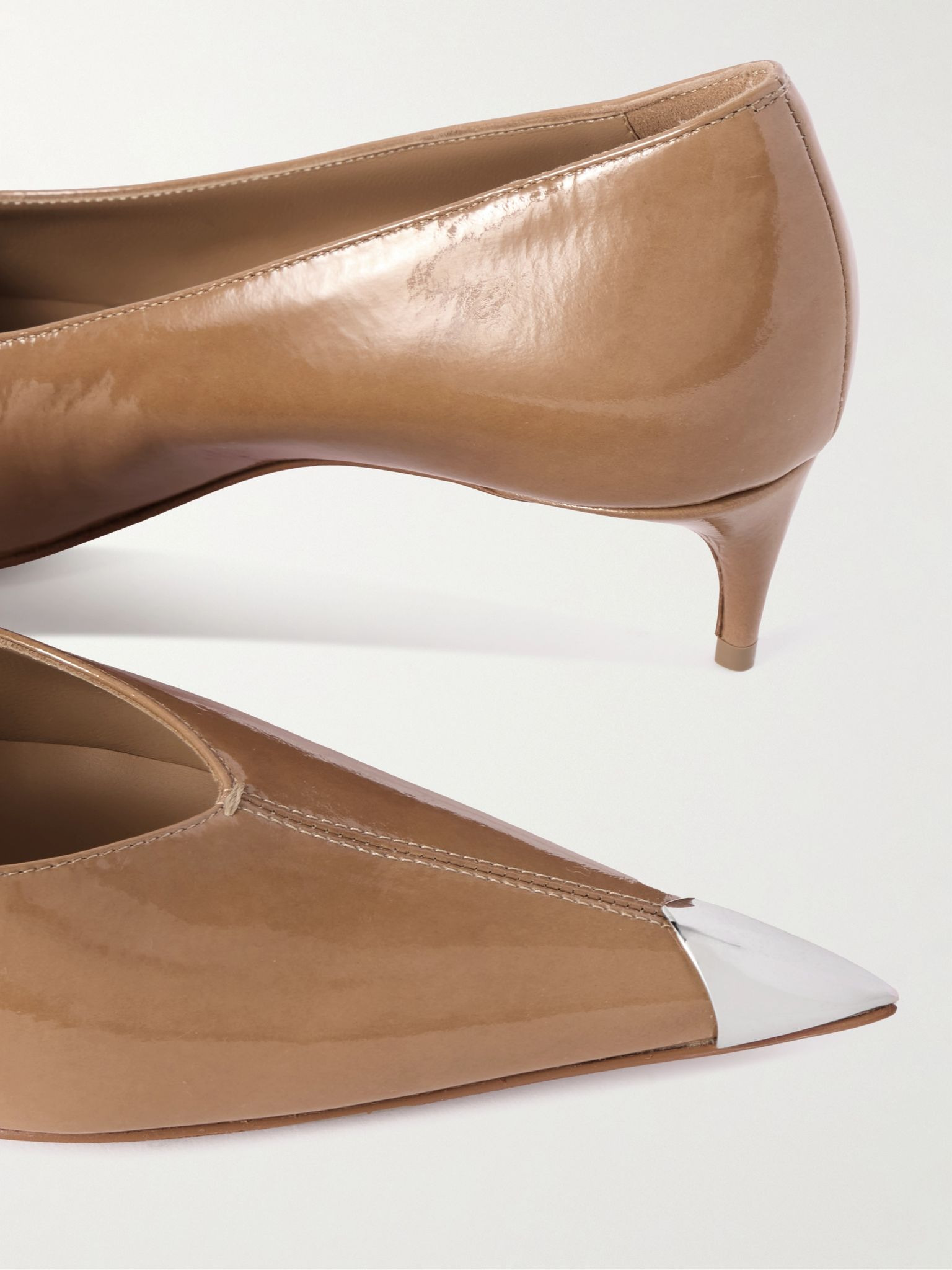 Katissima 45 embellished patent-leather point-toe pumps Sand - 4
