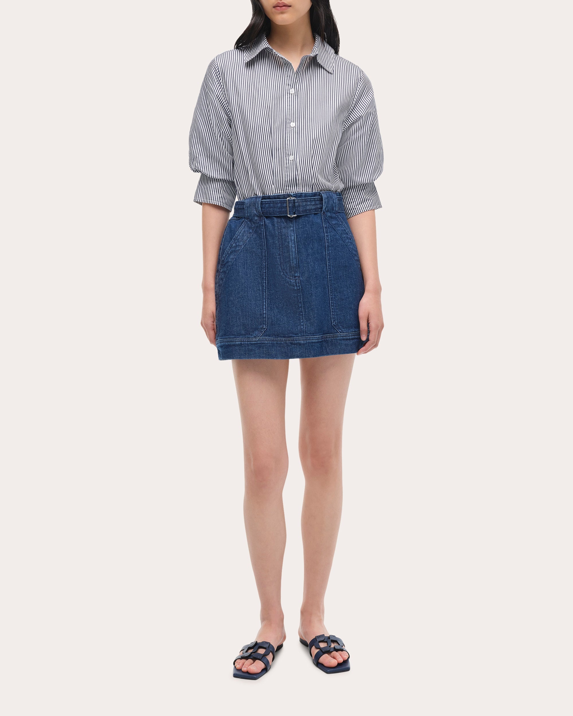 Harlowe Cotton Combo Denim Shirt Dress - 5