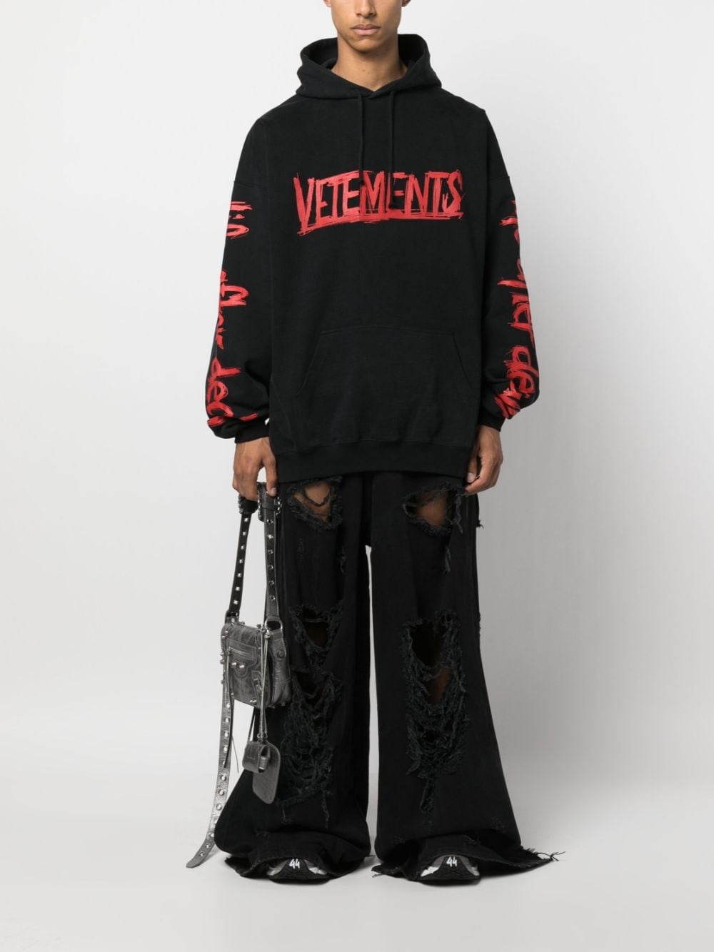 logo-print cotton hoodie - 2