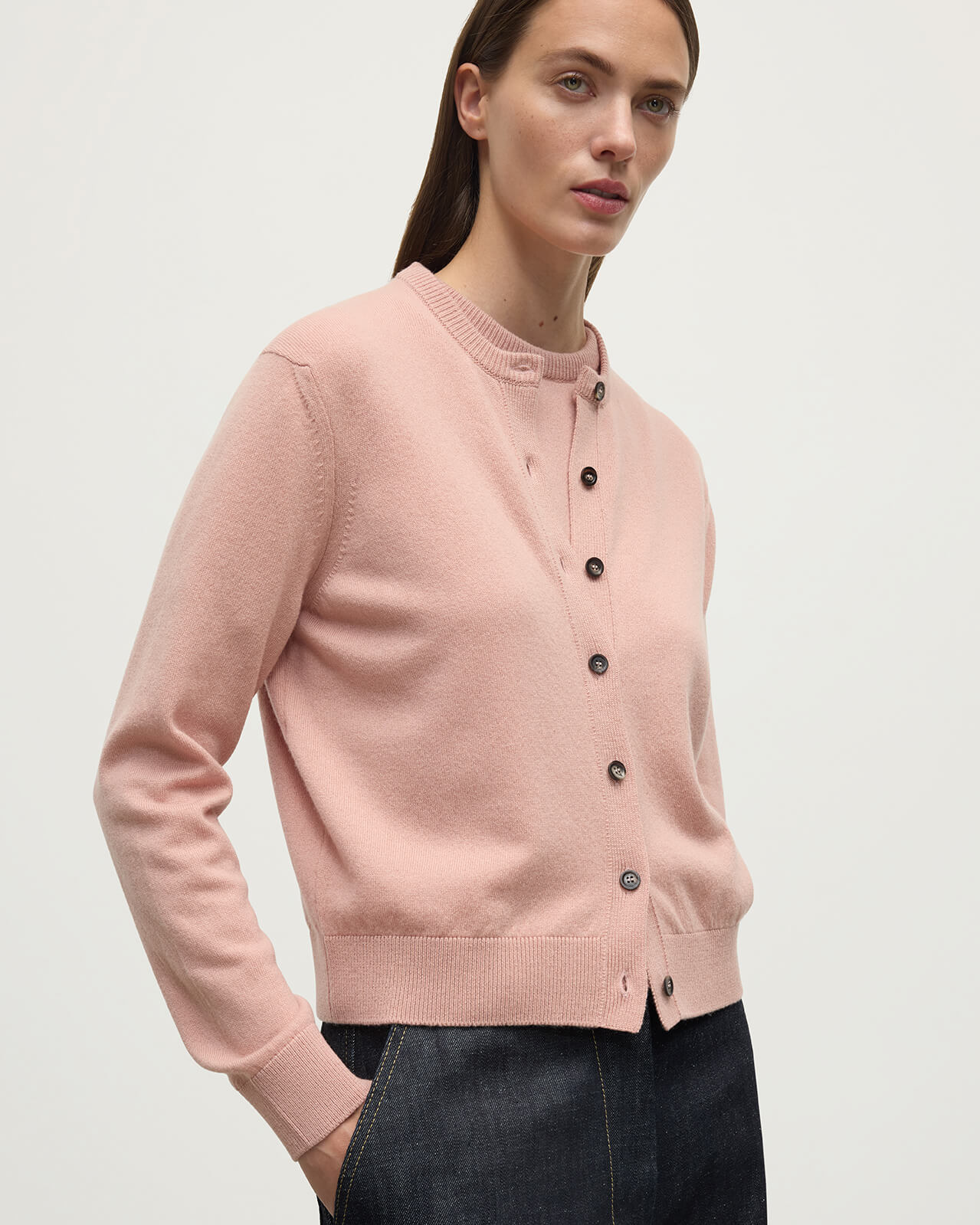 Classic Cashmere Pink Cardigan - 5