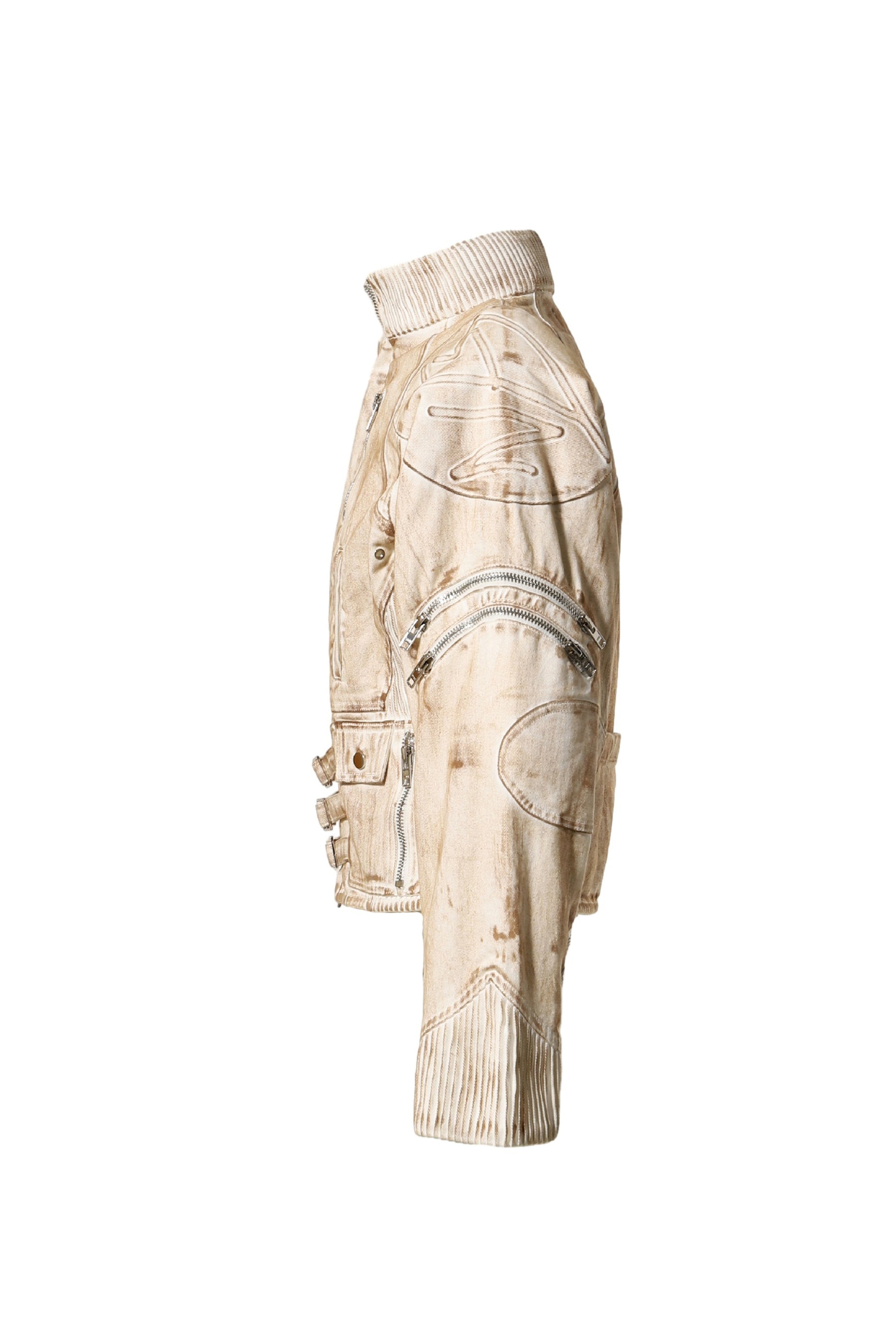 DENIM MOTORCYCLE JACKET / GRY - 3