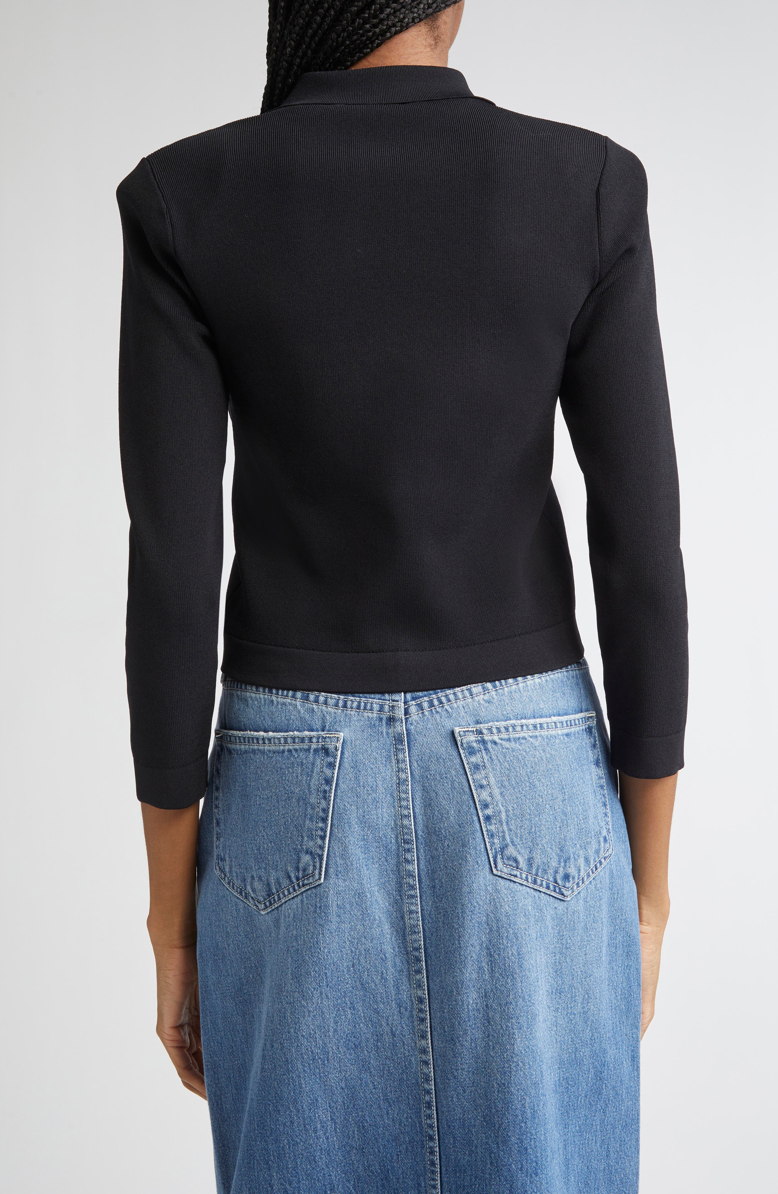 L'AGENCE Osiris Knit Jacket in Black/Gold at Nordstrom - 3
