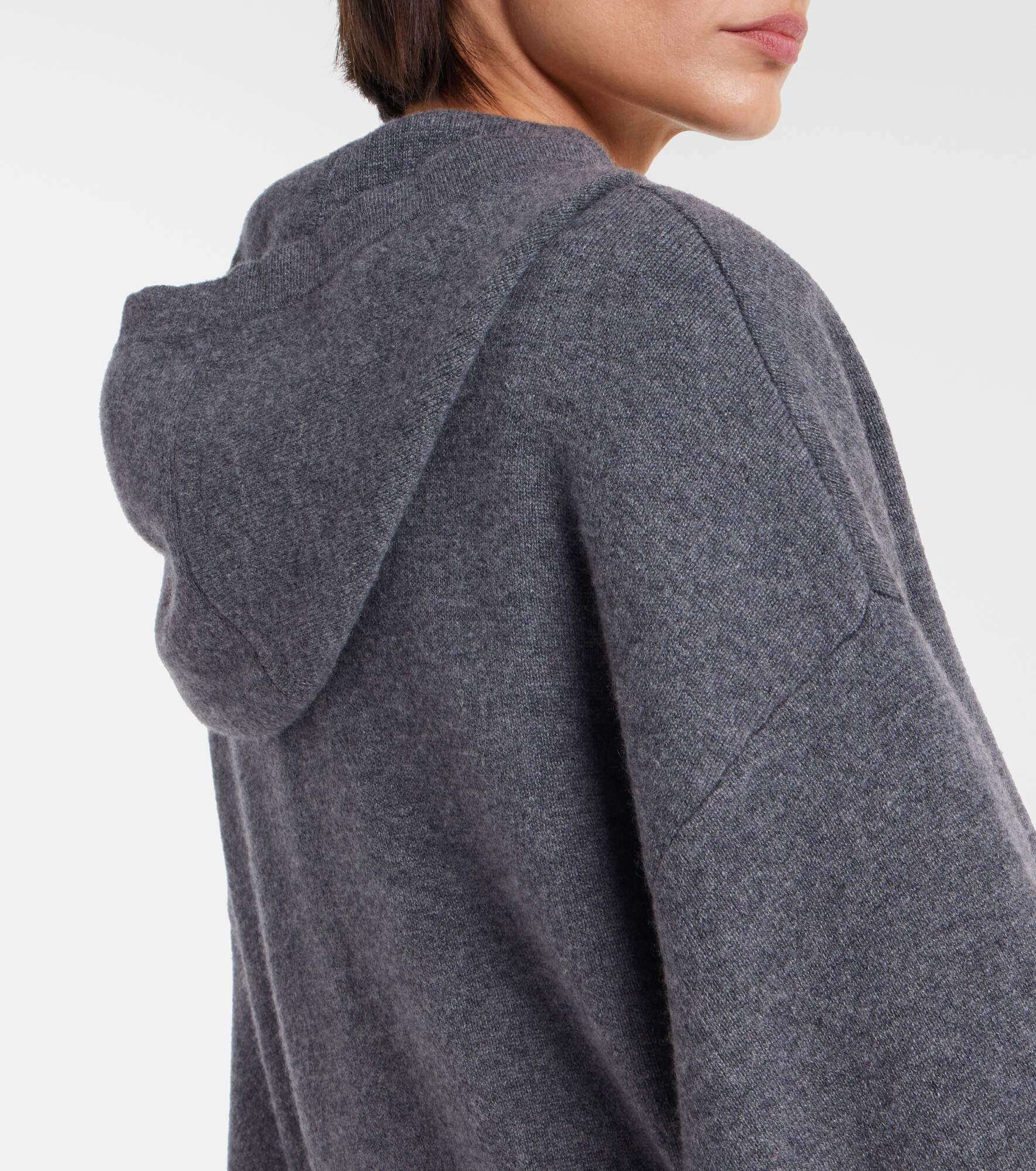 Lilia hooded cashmere zip-up sweater - 6