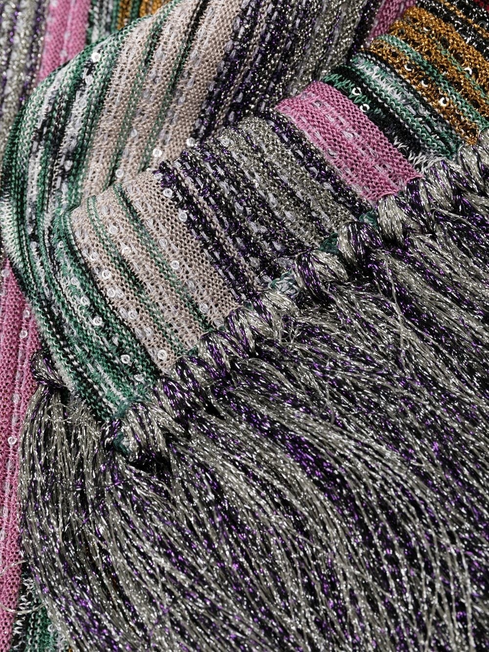 sequin-detail fringed scarf - 3