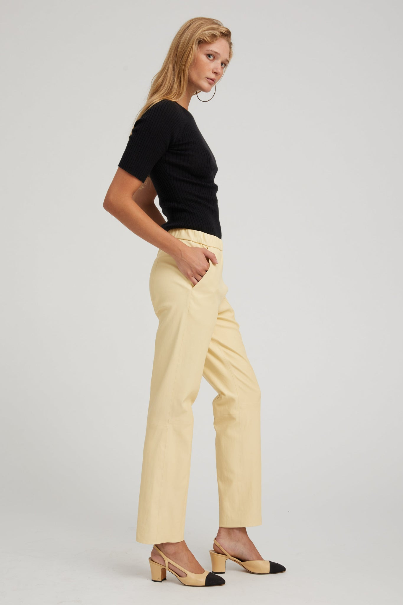 BUTTER LEATHER SOPHIA PINTUCK JOGGERS - 3