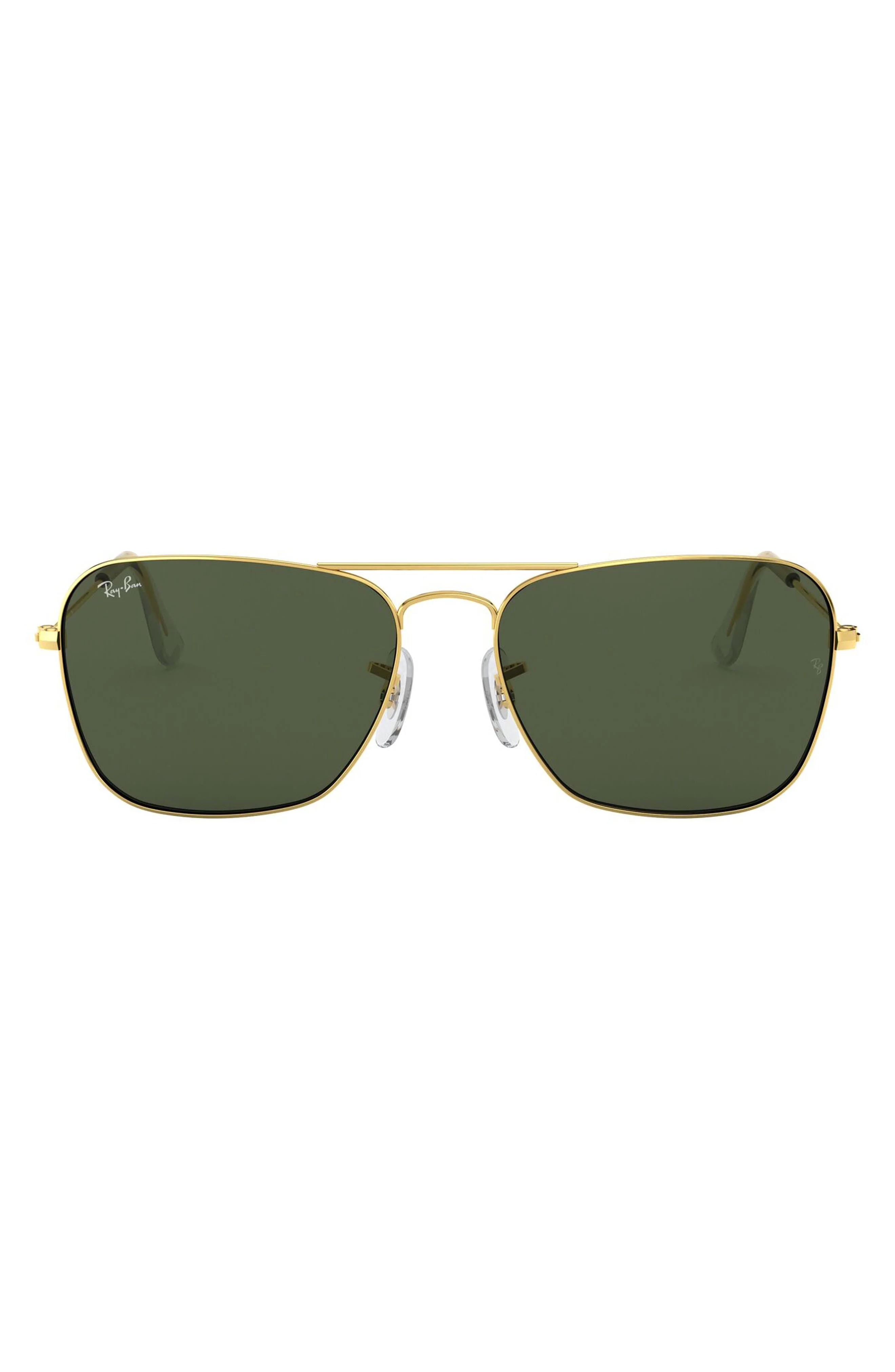 Ray-Ban 58mm Rectangle Aviator Sunglasses in Gold/Dark Green at Nordstrom - 1