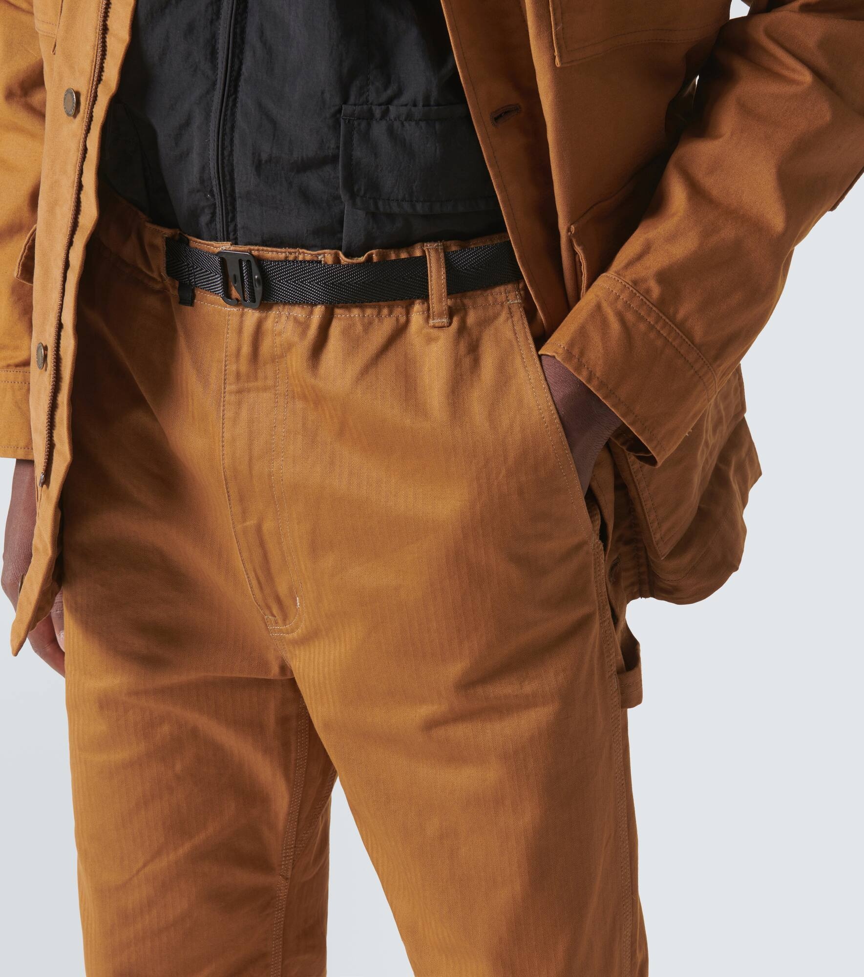 Herringbone cotton straight pants - 5