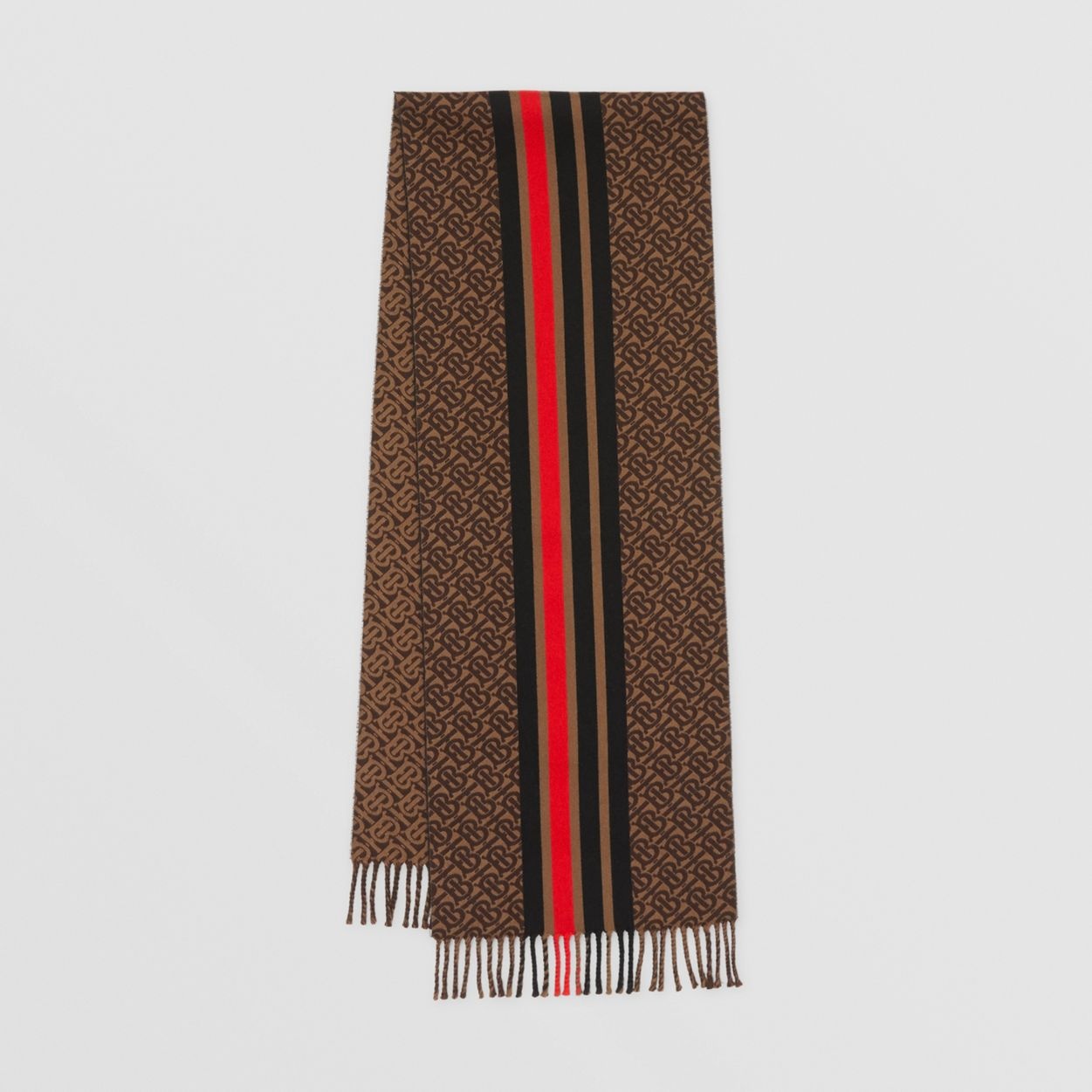 Striped Monogram Wool Cotton Jacquard Scarf - 1