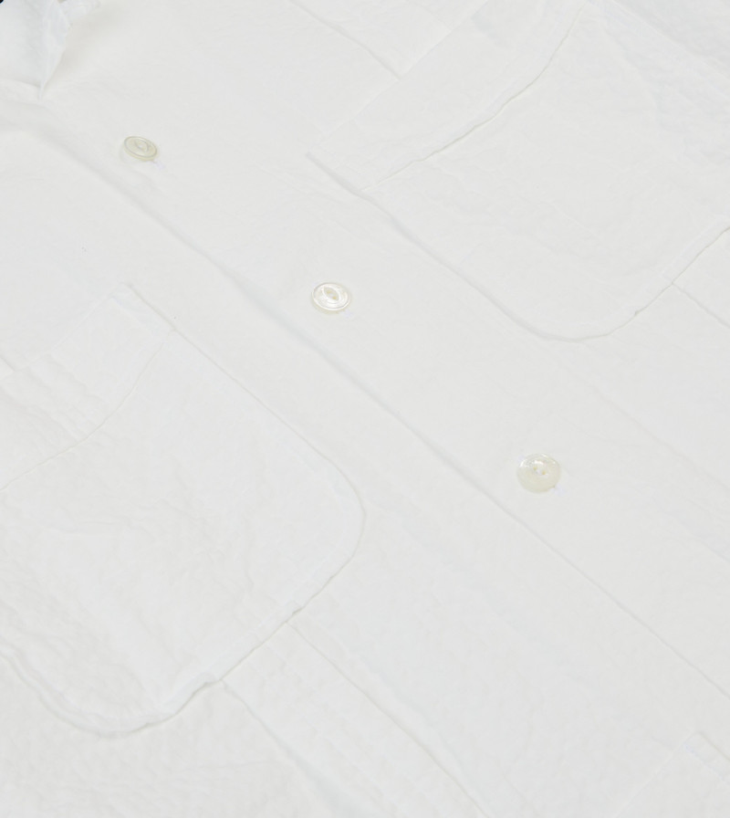 White Cotton-Linen Short Sleeve Cuban Shirt 4