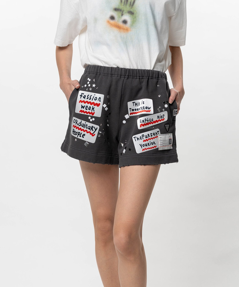 Embellished Sticker Sweat Shorts 12