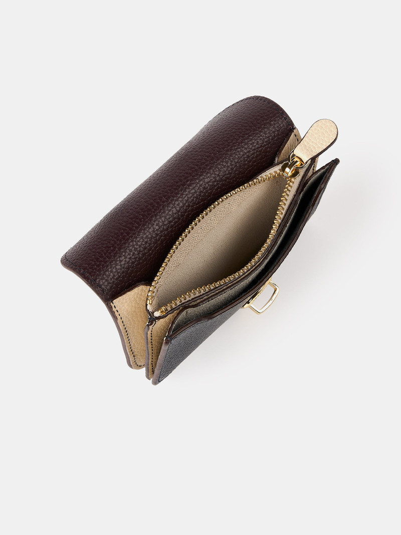 The Small Push Lock Purse - Bordeaux, Midnight & Clay Madras Grain 4