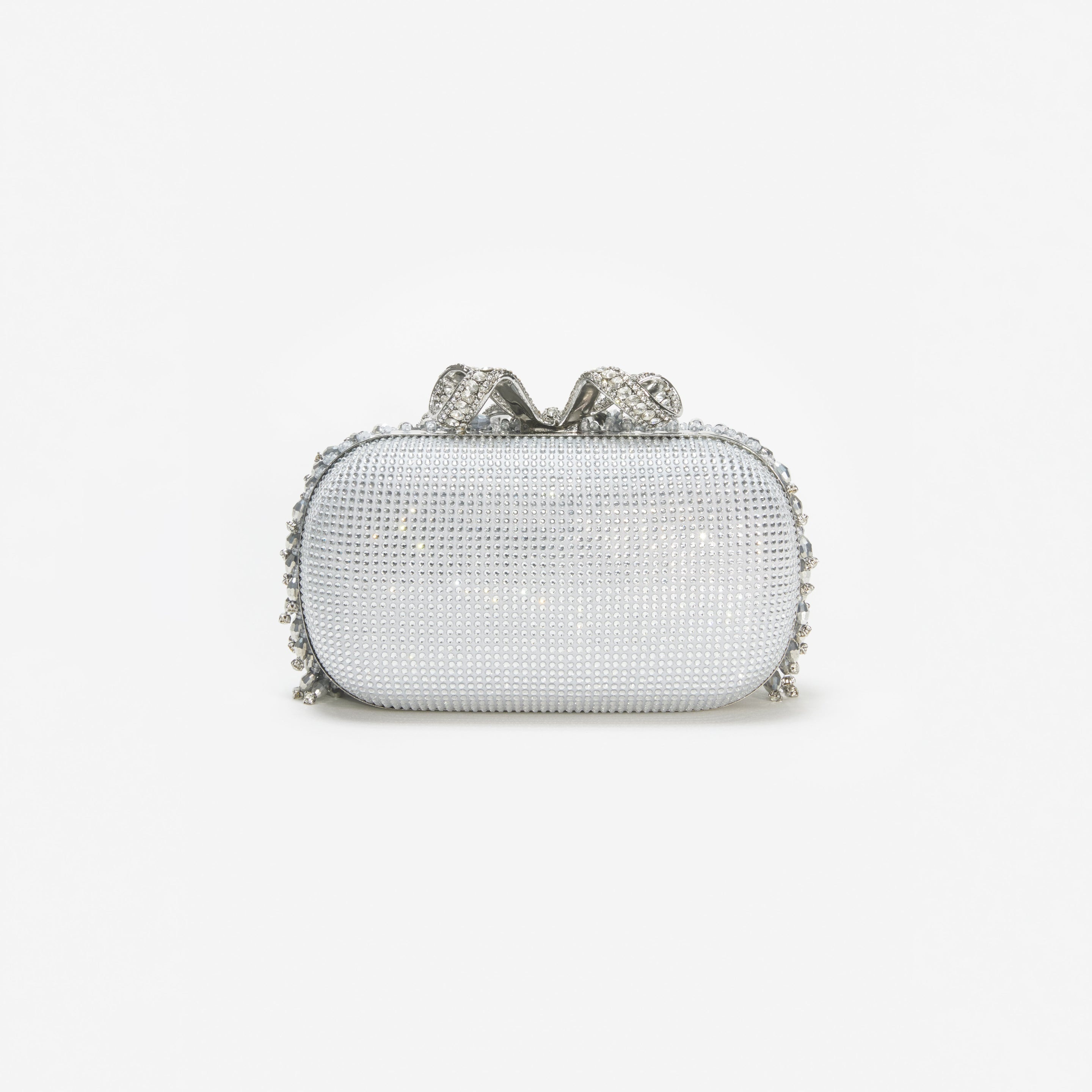 Silver Embellished Bow Clutch - 3