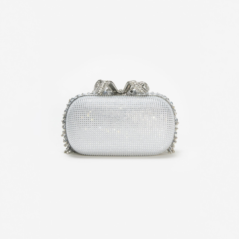 Silver Embellished Bow Clutch 3