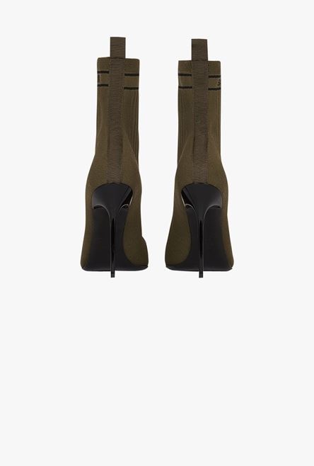 Khaki and black stretch knit Skye ankle boots - 3