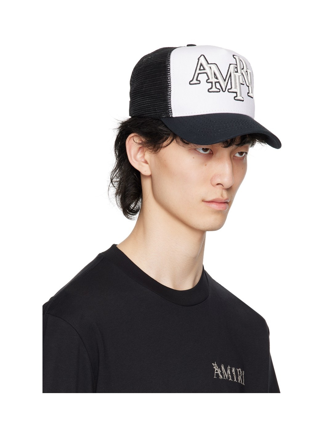 Black & White Amiri Staggered Trucker Cap - 2