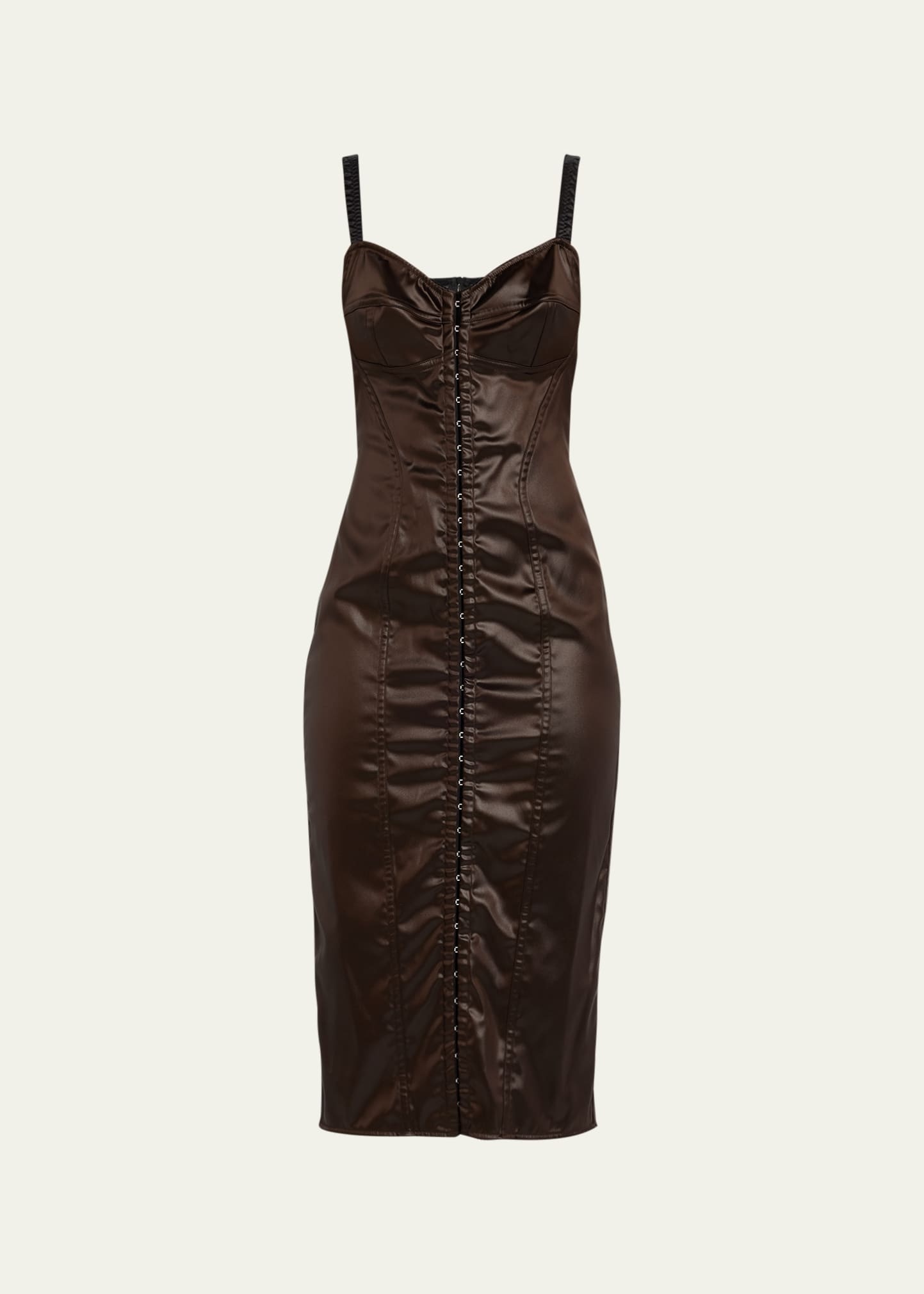 Laminated Bustier Body-Con Midi Dress - 1