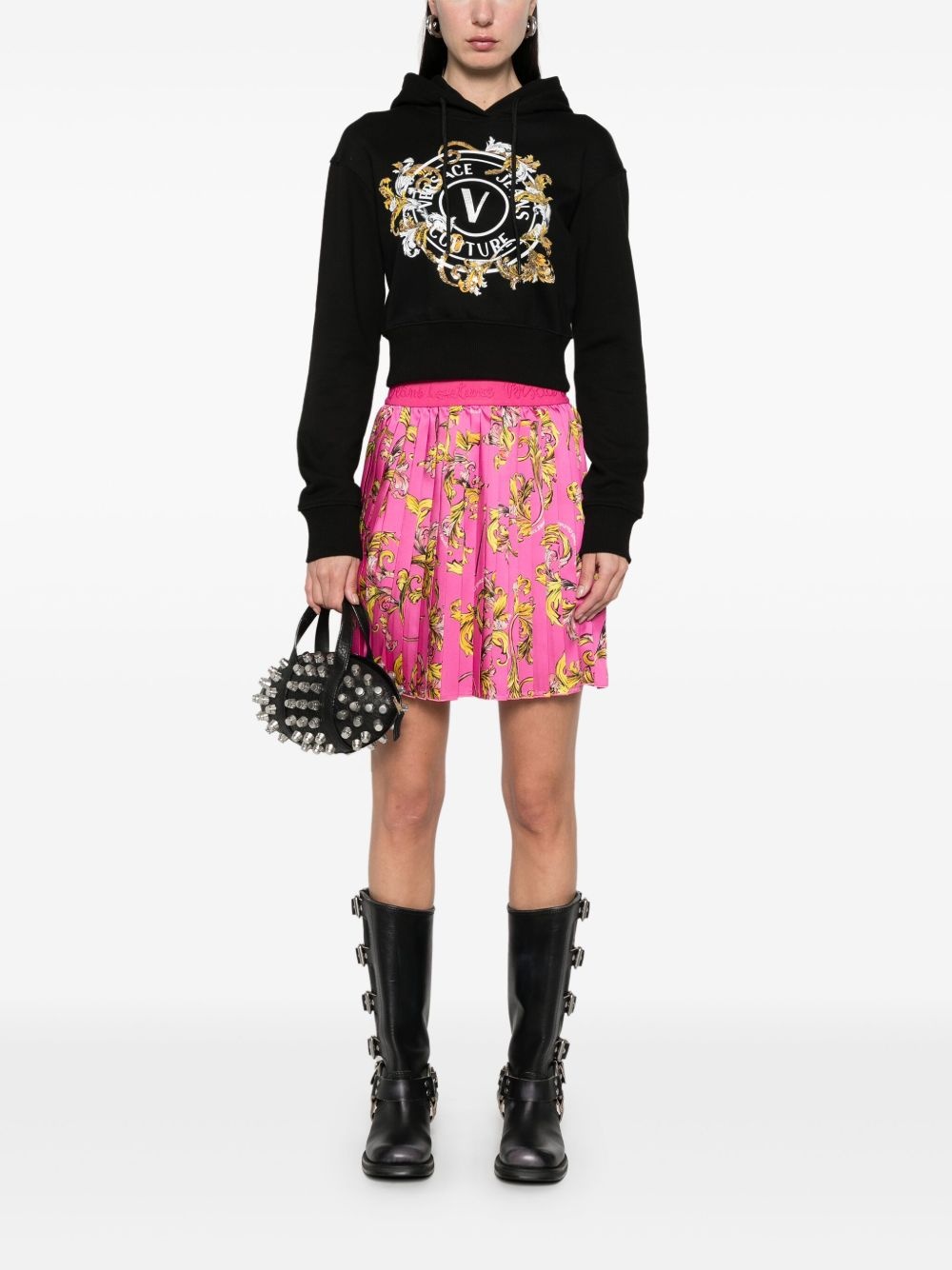 Barocco-print mini skirt - 2