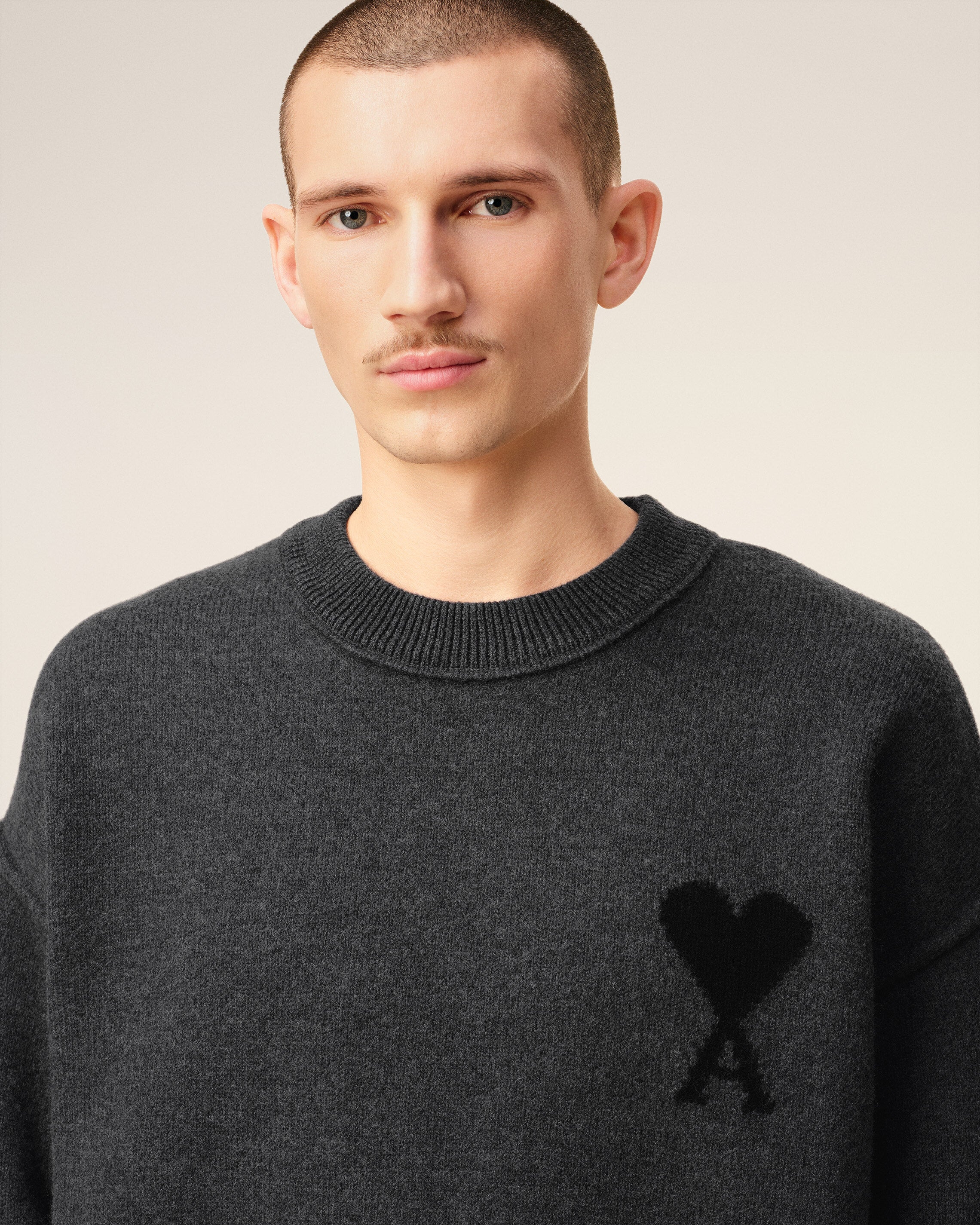 GREY WOOL AMI DE COEUR CREWNECK SWEATER - 4